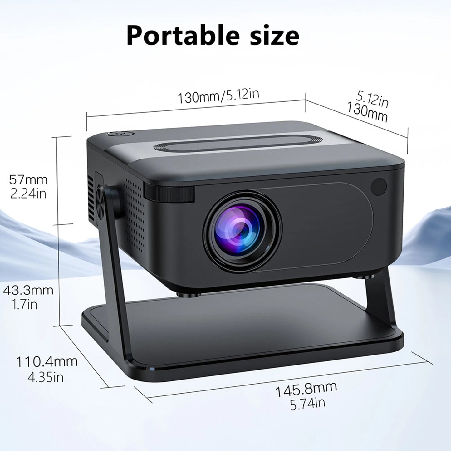 Smart Projector with WiFi and Bluetooth, Portable Outdoor Movie Projector Supports 4K with Android System, 120'' Screen Mini Projector Auto Keystone Compatible with HD-MI/USB/Smartphone/PC/Laptop
