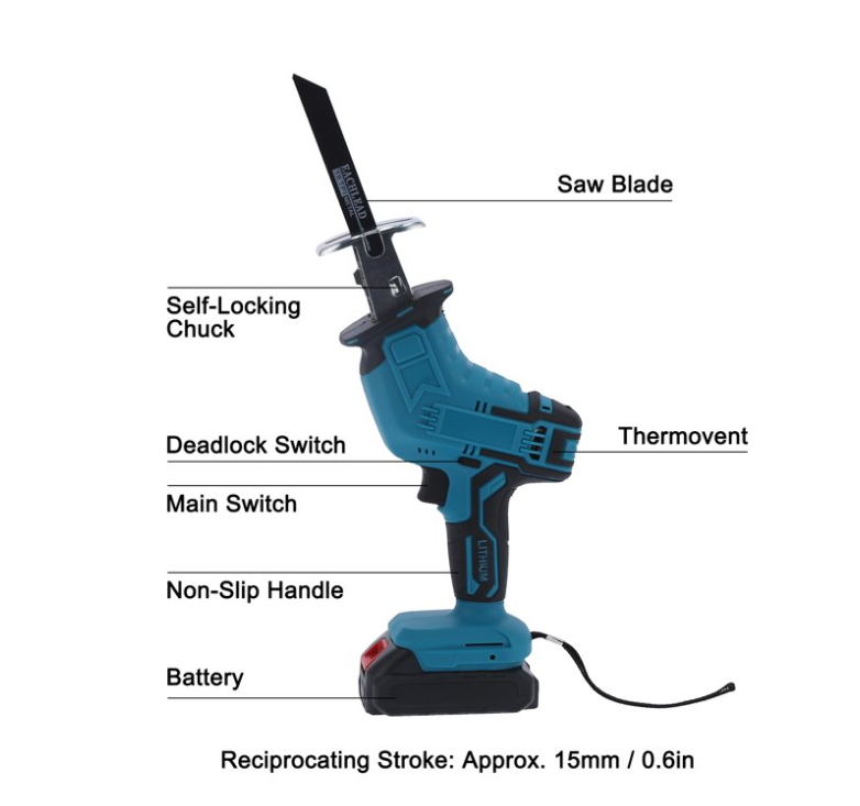 Reciprocating Saw Electric HandHeld Cutting Tool Set Kit for Metal Wood Plastic