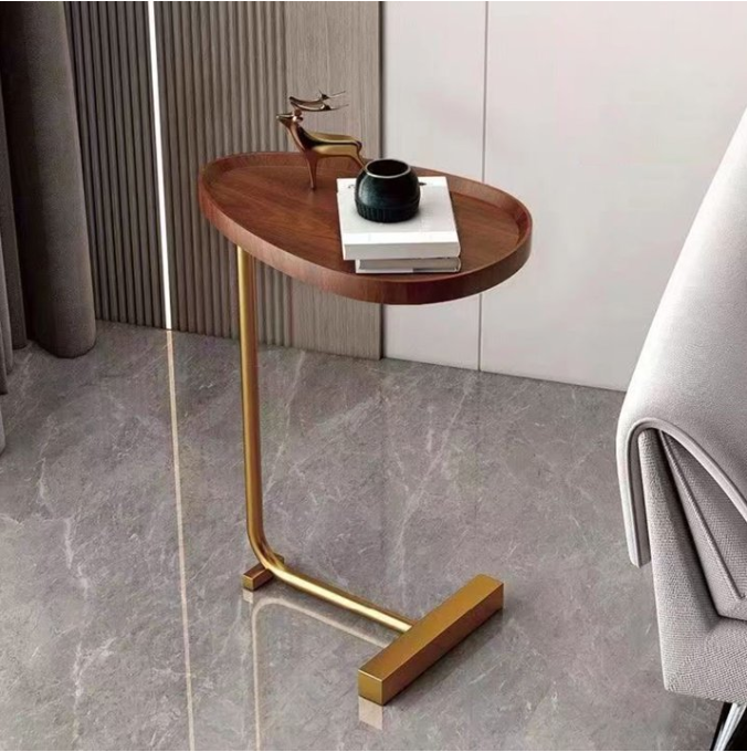 C Shaped End Table, Side Table for Sofa and Bed, 24.4 inches High for Couch Slide Under, Pallet Model