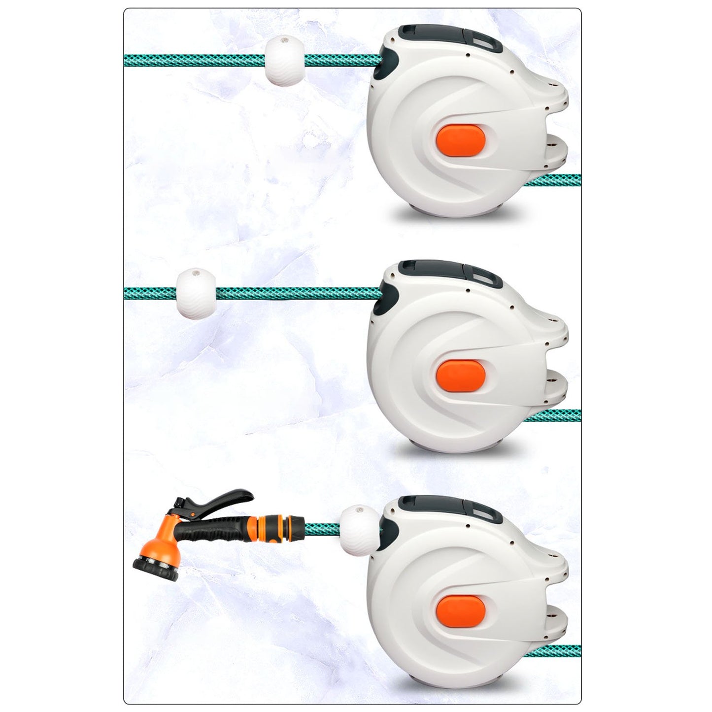 Retractable Garden Hose Reel,Standing Wall Mount With 8 Patterns Nozzle