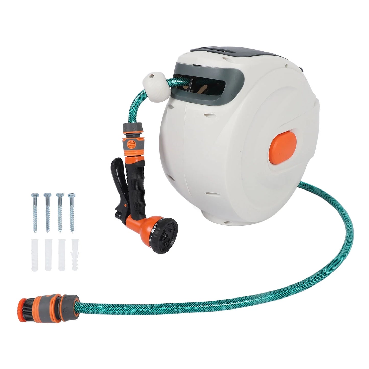 Retractable Garden Hose Reel,Standing Wall Mount With 8 Patterns Nozzle