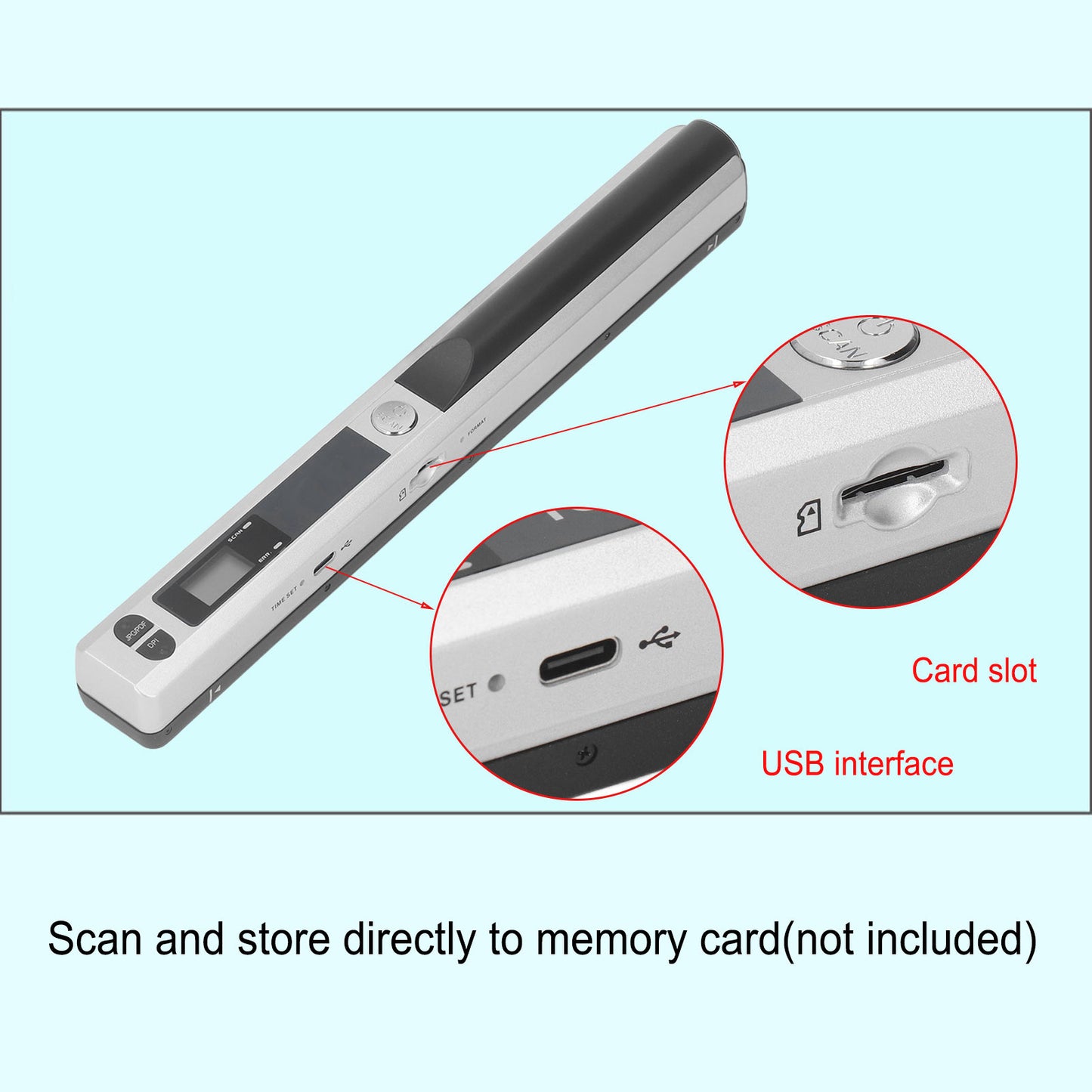 Portable Scanner, Photo Scanner for A4 Document Scanner 900DPI Handheld Scanner JPG/PDF Formate LCD Display for Business Image Picture Receipts Books Pages Texts, Support SD/TF Card