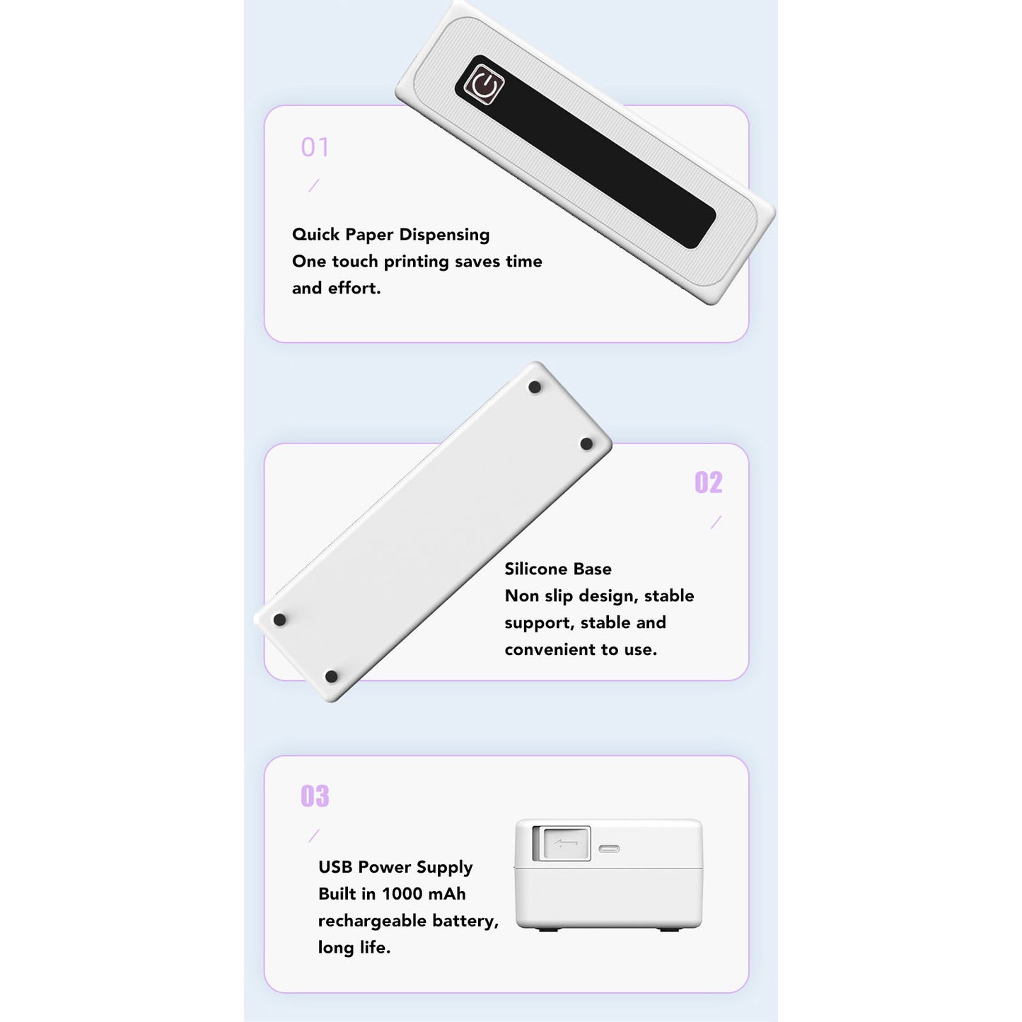 Portable Printer for Travel, Bluetooth Thermal Printer Supports 8.5" x 11" US Letter & Legal A4 Paper, Inkless Wireless Mini Printer Compatible with Android iOS Phone with 1 Rolls of Thermal Paper