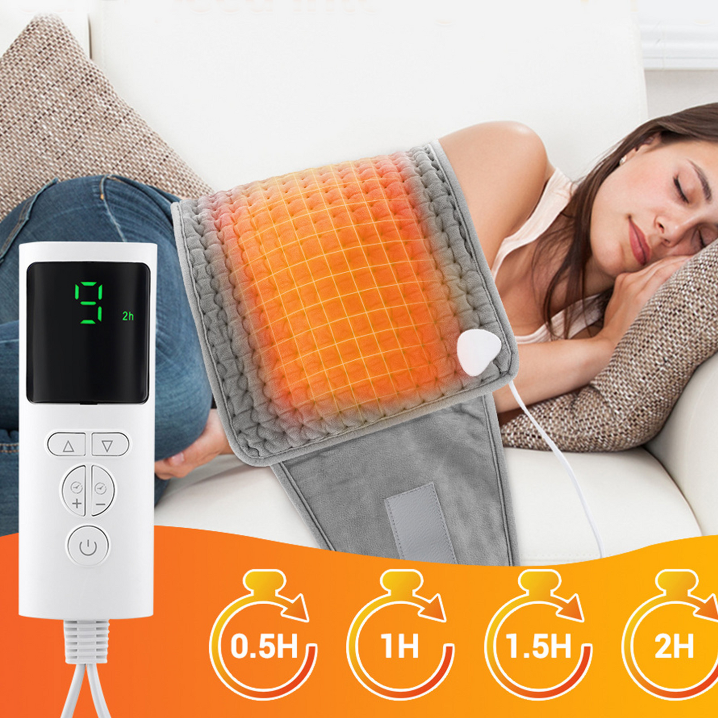 Heating Pad for Back Pain Relief, 12"x24" Electric Heating Pad with Auto Shut off & Controller, Soft Heating Pads with 9 Heating Levels & 4 Time Settings for Back Neck Shoulder Stress & Cramps Relief