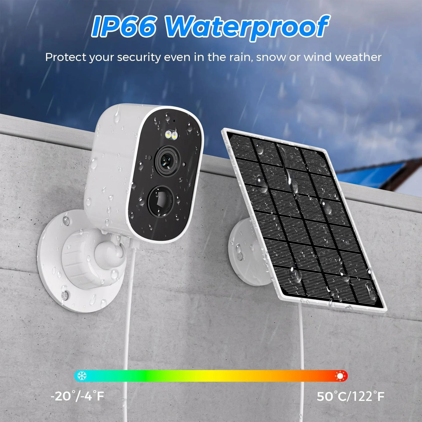2K 4MP Security Cameras Wireless Outdoor, IP65 Waterproof Rechargeable Battery Powered WiFi Camera Home Surveillance System with PIR Motion Detection, Color Night Vision, 2-Way Talk, Cl-oud/SD Card