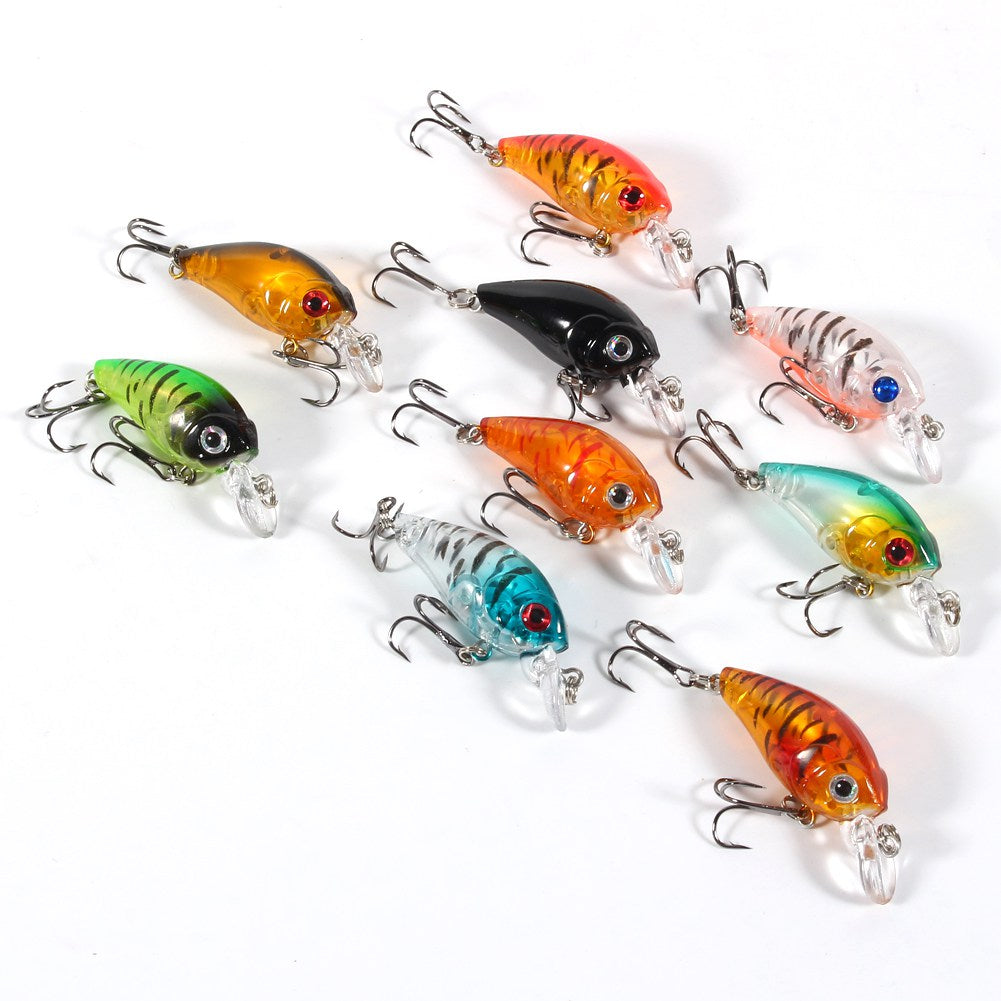 9 Pieces/bag Plastic Fishing Lures Hook Bass Small Fat Crankbait Tackle 4.5cm/4g, nine different colors, crankbait kit set