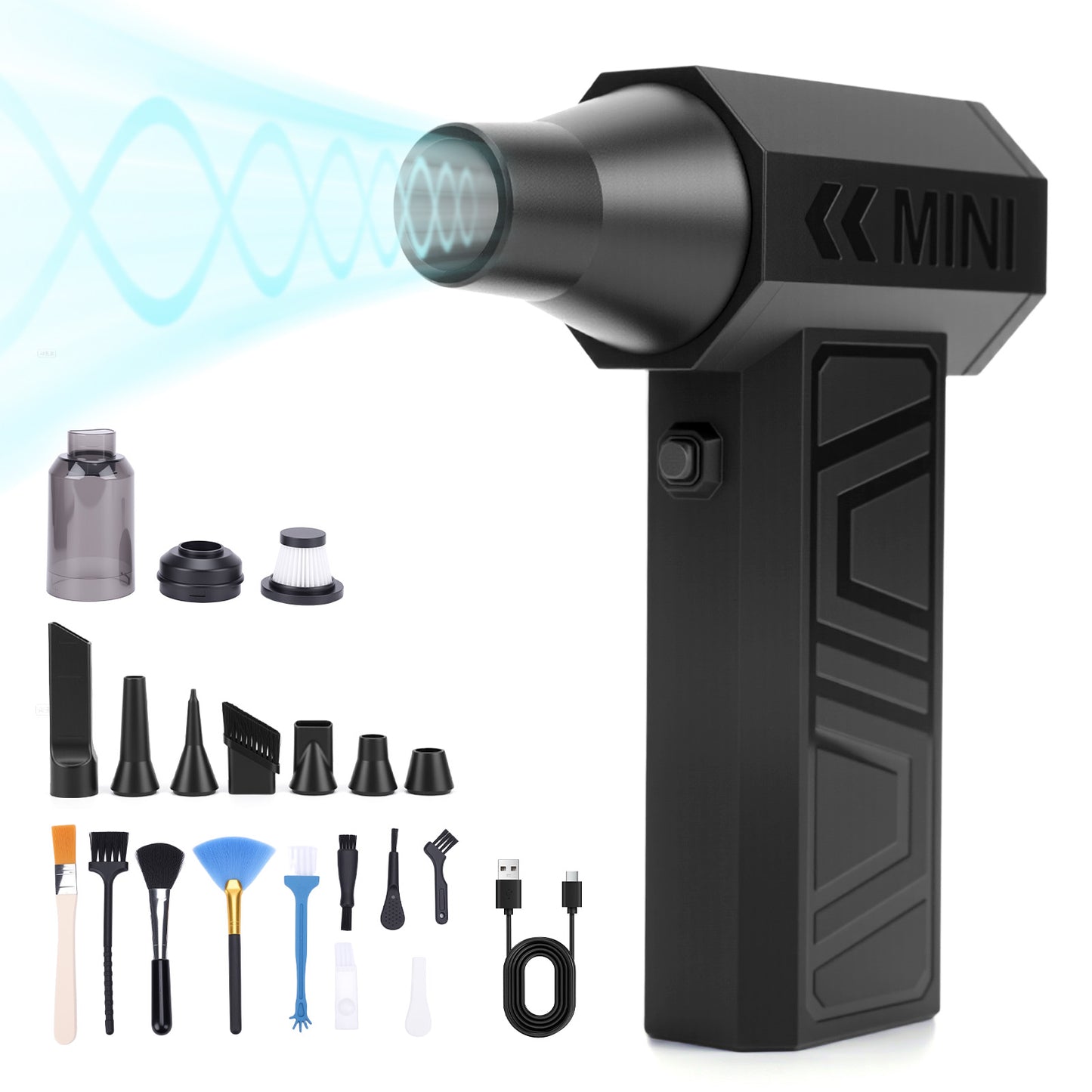 Compressed Air Duster, 105000RPM Handheld Vacuum 4 Gear Adjustable Rechargeable Brushless Motor Air Blower for Keyboard,Computer,Car,Home
