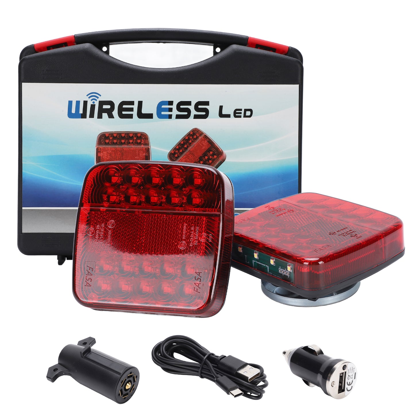Wireless Trailer Lights, Magnetic Trailer Light For Towing, Portable Rechargeable LED Tow Lights Kit For Trucks, Boat, RV