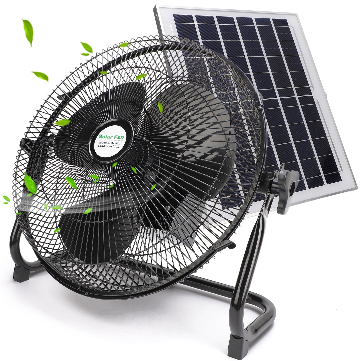 16 Inch Quiet 3 Speed Table Fan with 10000mah Solar Panel Powered and AC Charger Input, Floor Fan High Velocity for In/Outdoor