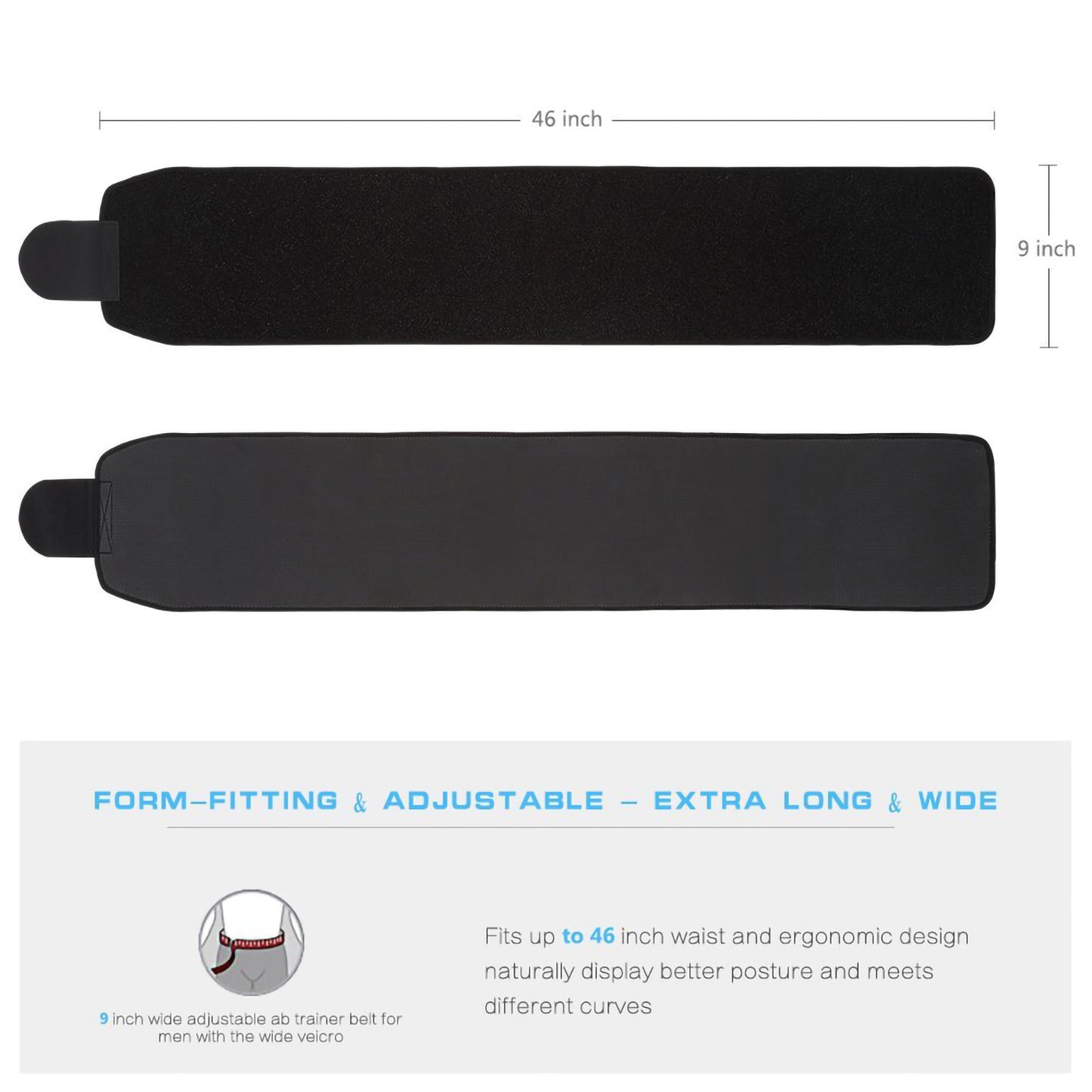 Men Waist Trimmer Belt - Premium Stomach Fat Burner Wrap and Waist Traine