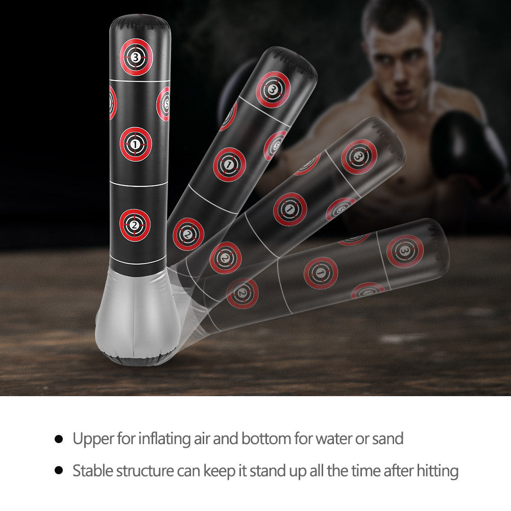 Punching Bag for Kids, 145cm Standing Inflatable Boxing Punching Bag De-stress Kicking Target Tower Bag for Karate Taekwondo Kick and Hits Training 57 inch Adults Home Training Equipment Column