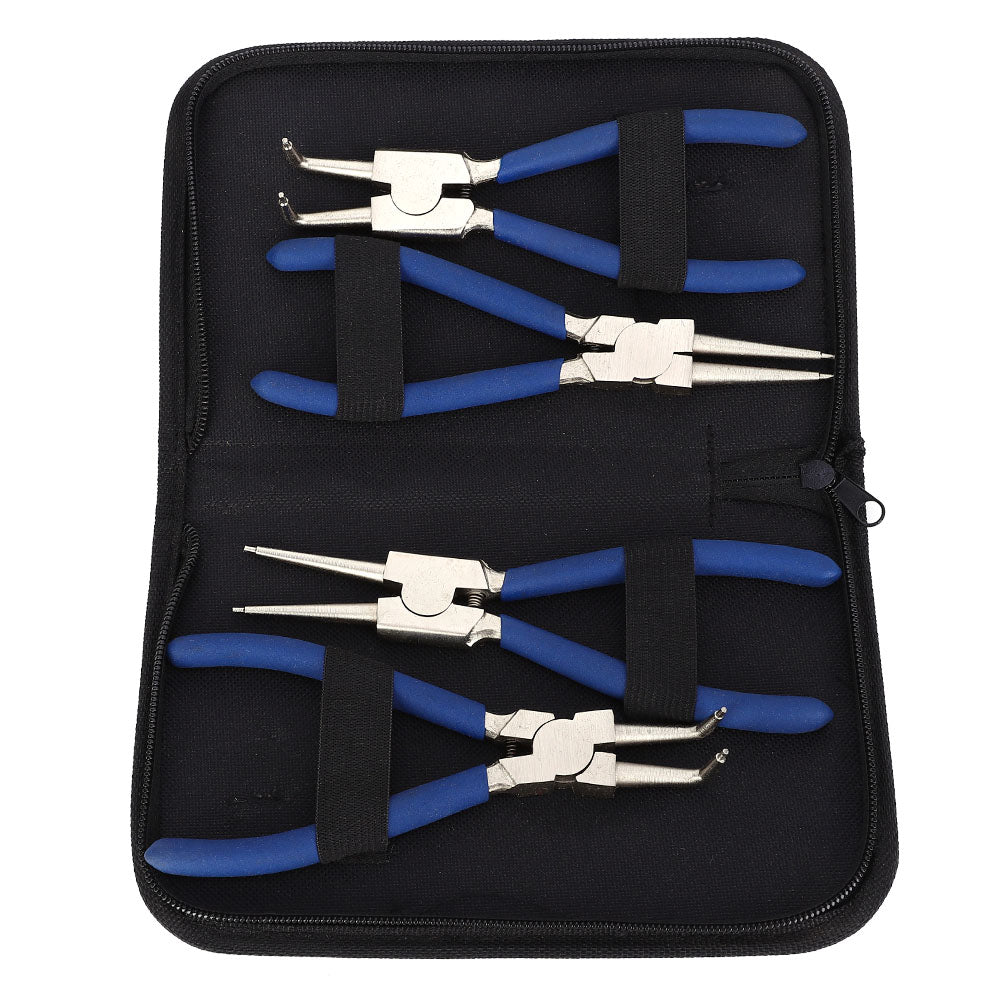 4pc Professional 7 Internal External Straight Bent Circlip Snap Ring Pliers Set