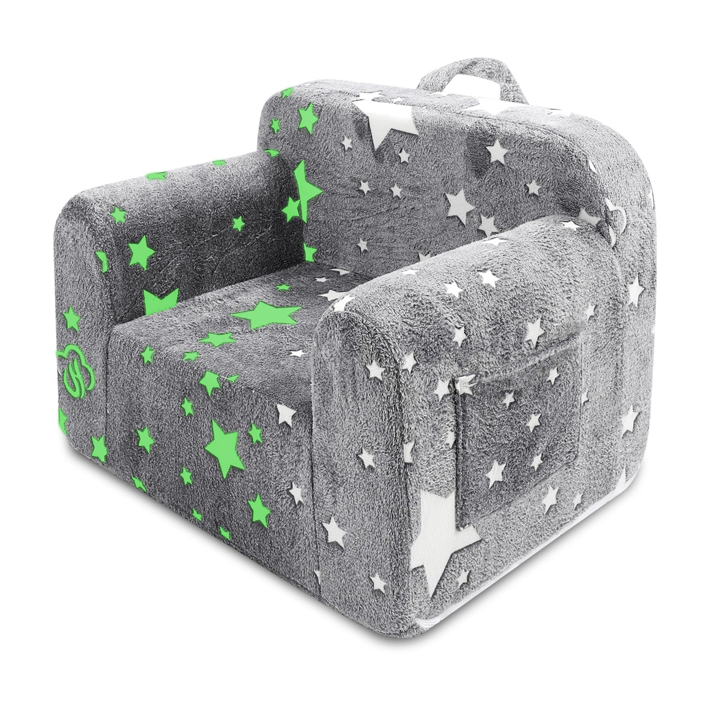 Kids Armchair Reading Couch Kids Sofa Baby Sofa Chair with High-Density 35D Slow Rebound Toddler Chair Luminous Flannel Gray