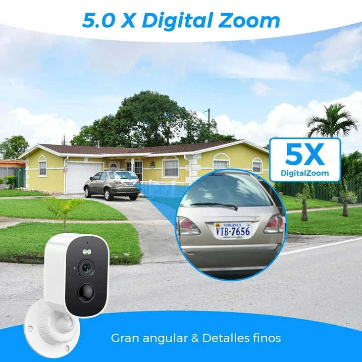 2K 4MP Security Cameras Wireless Outdoor, IP65 Waterproof Rechargeable Battery Powered WiFi Camera Home Surveillance System with PIR Motion Detection, Color Night Vision, 2-Way Talk, Cl-oud/SD Card