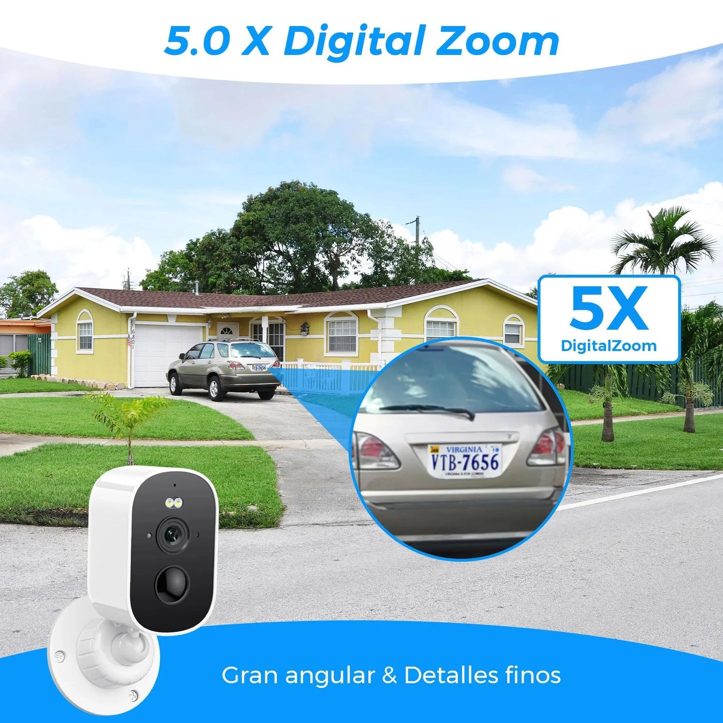 2K Security Cameras Wireless Outdoor 4MP WiFi Camera for Home Surveillance System Floodlight Color Night Vision, PIR Motion Detection,Live Talk,IP65 Waterproof, Comes with 64GB SD Card/Cl-oud Storage