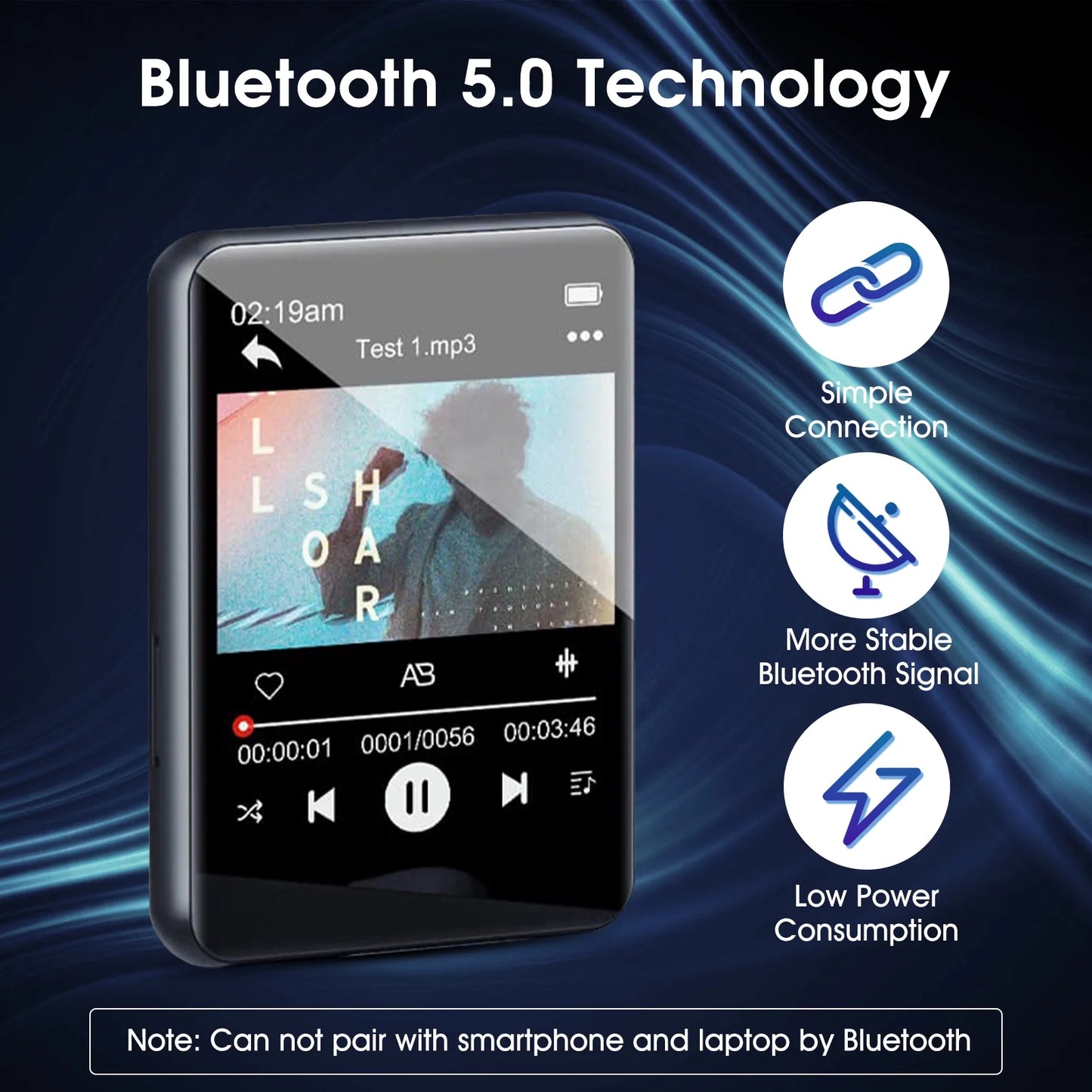 132GB MP3 Player with Bluetooth 5.0, 2.4 in Full Touchscreen Portable Digital Lossless Music Player with Speaker & Earphones, FM Radio, Voice Recorder, E-Book, Supports up to 256GB SD Card