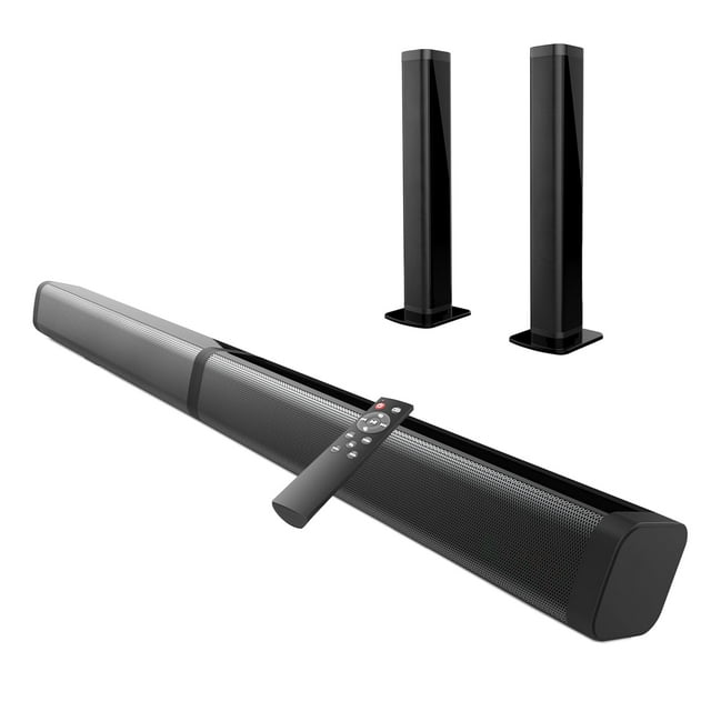 2 in 1 Separable Sound Bars for TV, Bluetooth 5.0 Surround Sound System for TV Wireless Connect, 37 Inch Soundbar for Home Theater, ARC/Optical/USB Cables & Remote TV Speakers, Wall Mountable