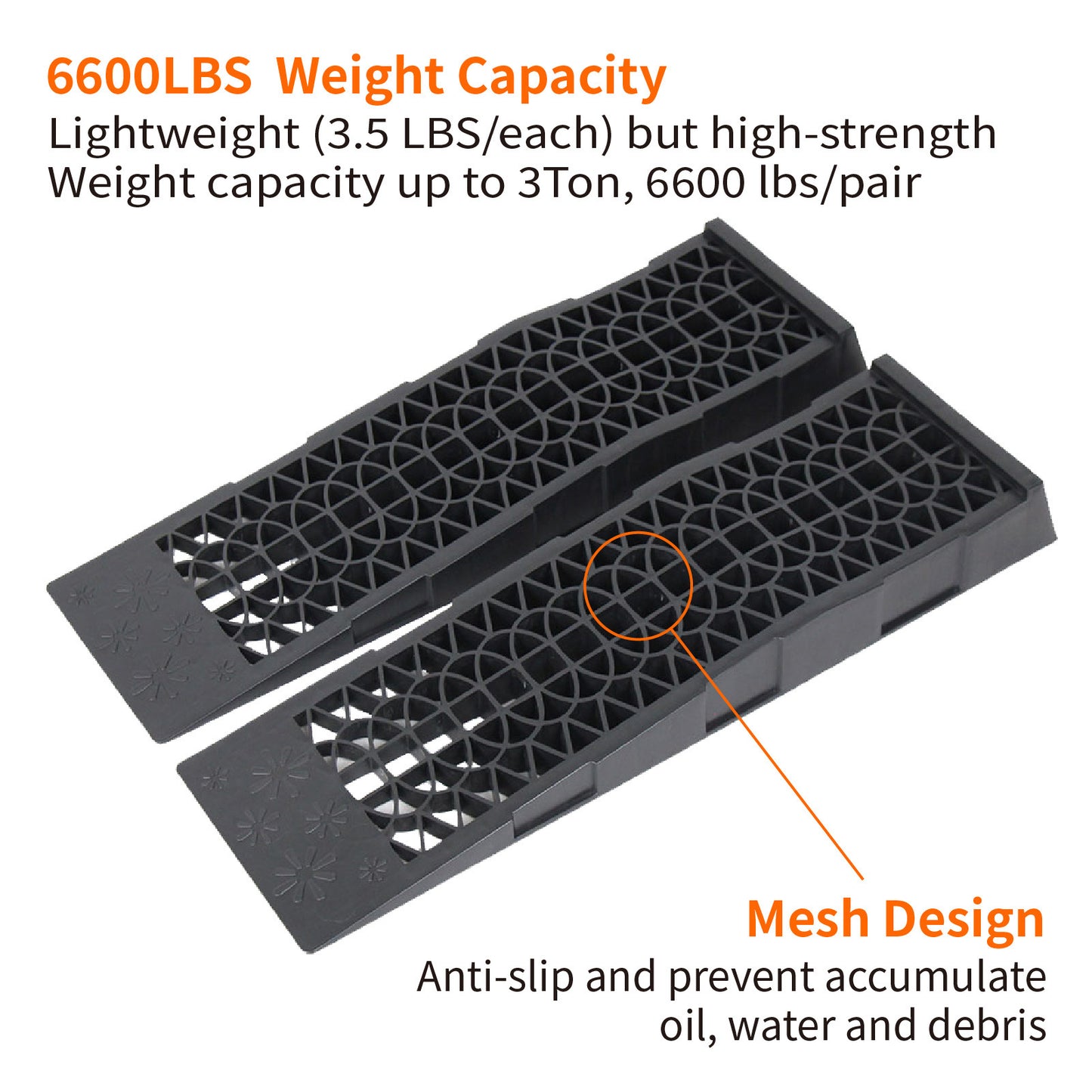 1Pair Car Service Ramps Vehicle Maintenance Tire Ramps Universal For 4400 Lbs Vehicles