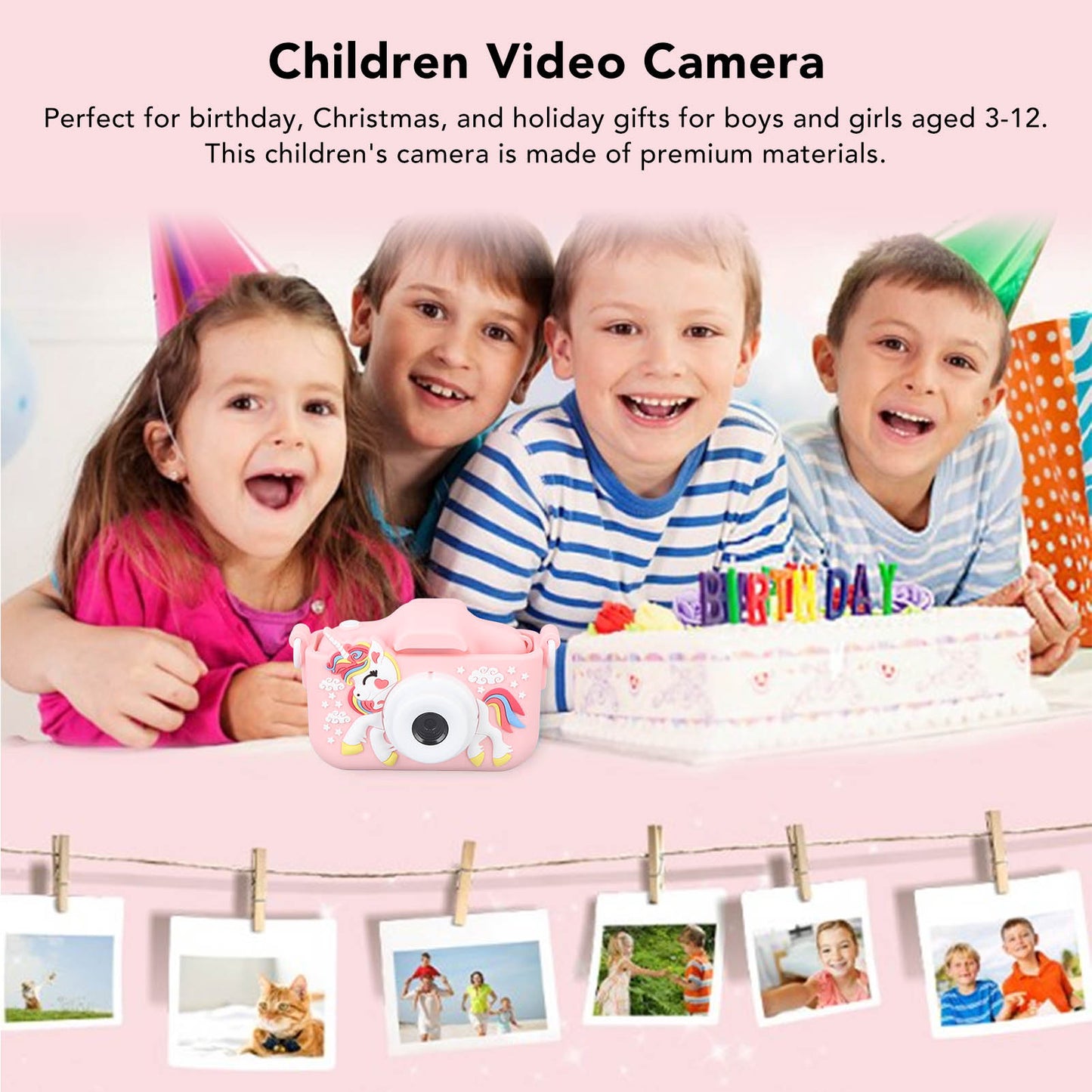 Kids Camera Christmas Birthday Gifts for Boys Girls Age 3-12, 1080P HD Kids Digital Selfie Video Camera Toy for Toddler 3 4 5 6 7 8 Years Old, with Soft Silicone Cover