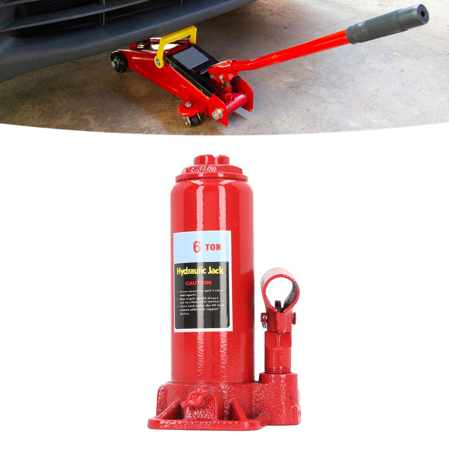 6 Ton Hydraulic Bottle Jack Heavy Duty Red Color Portable Welded Hydraulic Car Jack