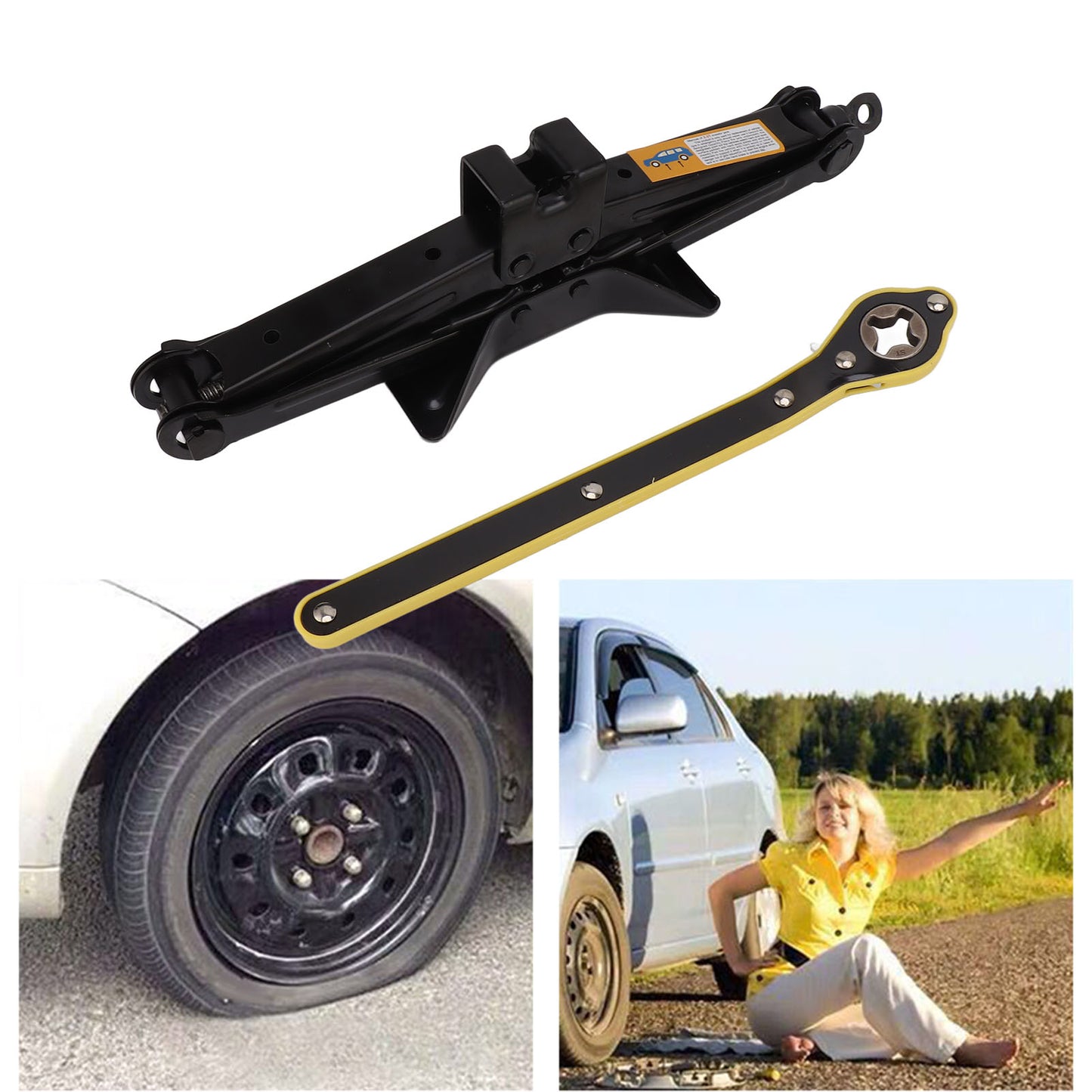 2 Tons Load Capacity Collapsible Hand Crank Tire Changing Lifting Kit