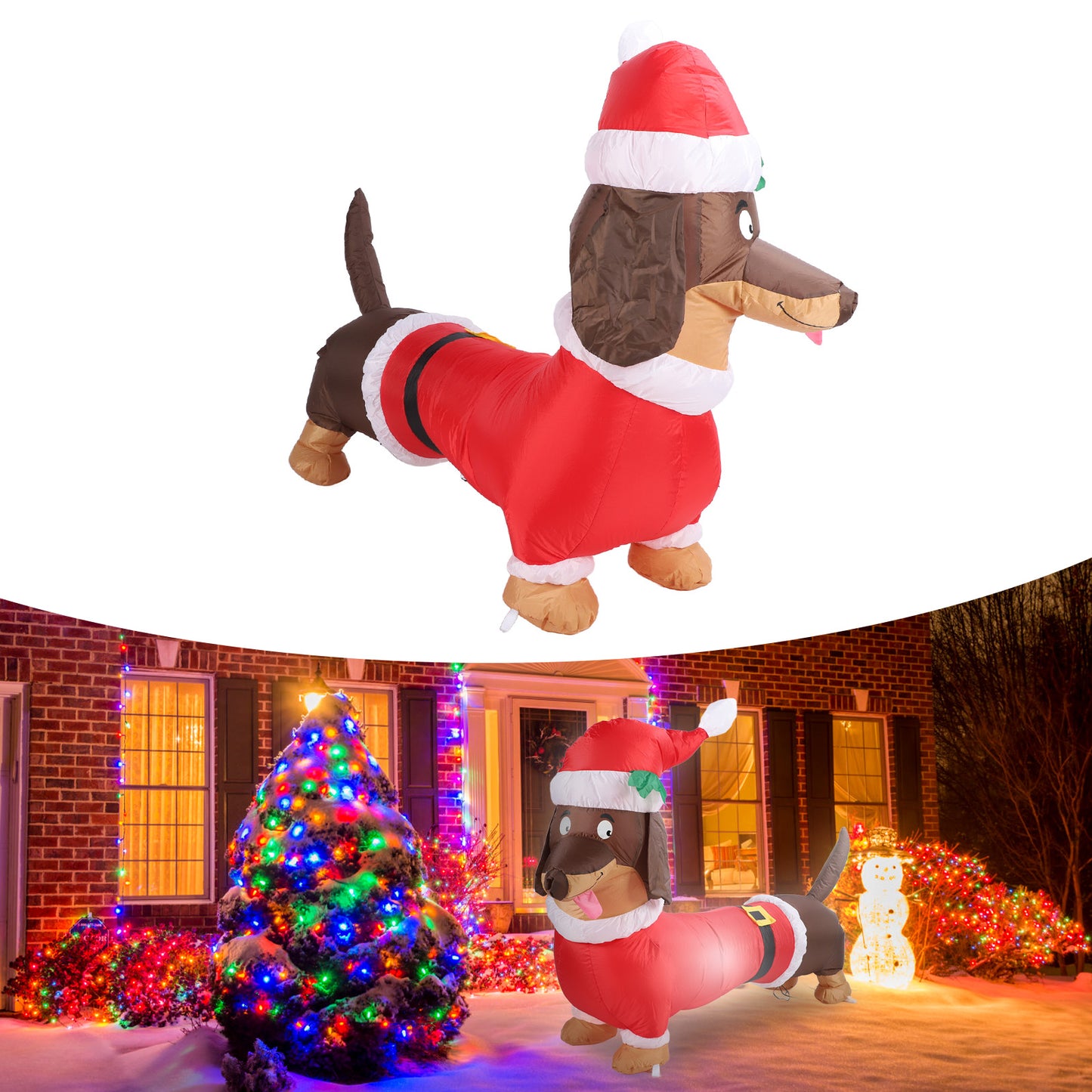 Inflatable Weiner Dog 1.5 Meters Illuminated Polyester Fiber Blow Up Dachshund Dog