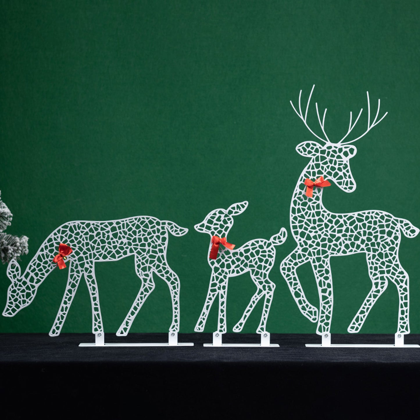 3-Piece Lighted Christmas Deer Set Outdoor Yard Decoration With 360 LED Lights, Home Warm White Light For Christmas Xmas Gift