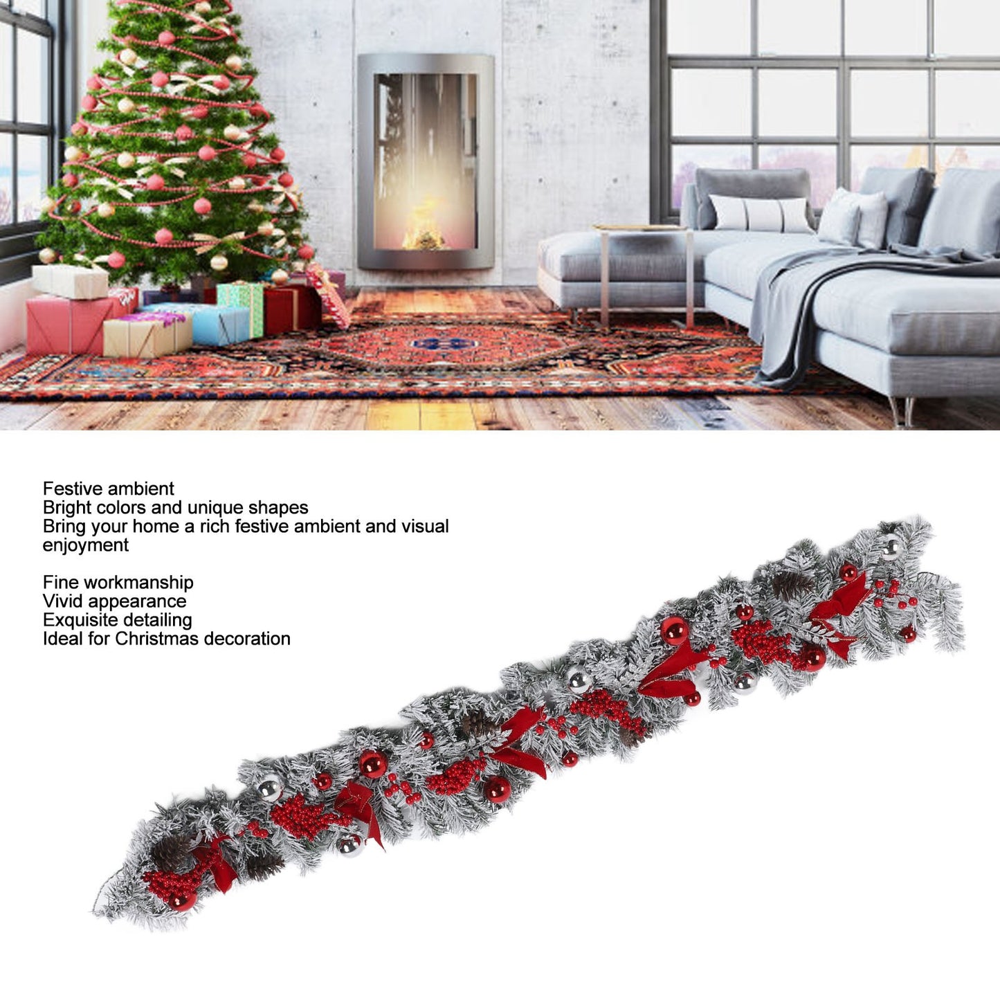 Christmas Flocking Garland Innovative Exquisite Christmas Garland Rattan Pendant Decoration