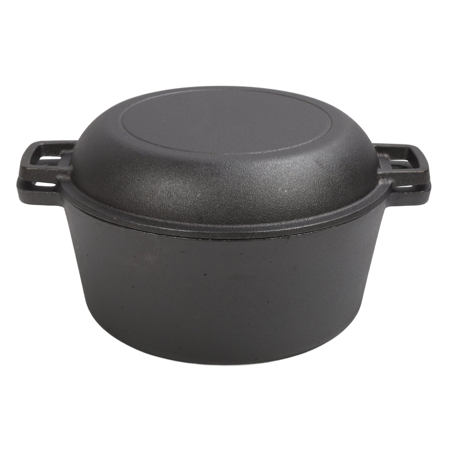 2 In1 Cast Iron 5 Quart Multi Cooker Pre-Seasoned Double Dutch Oven