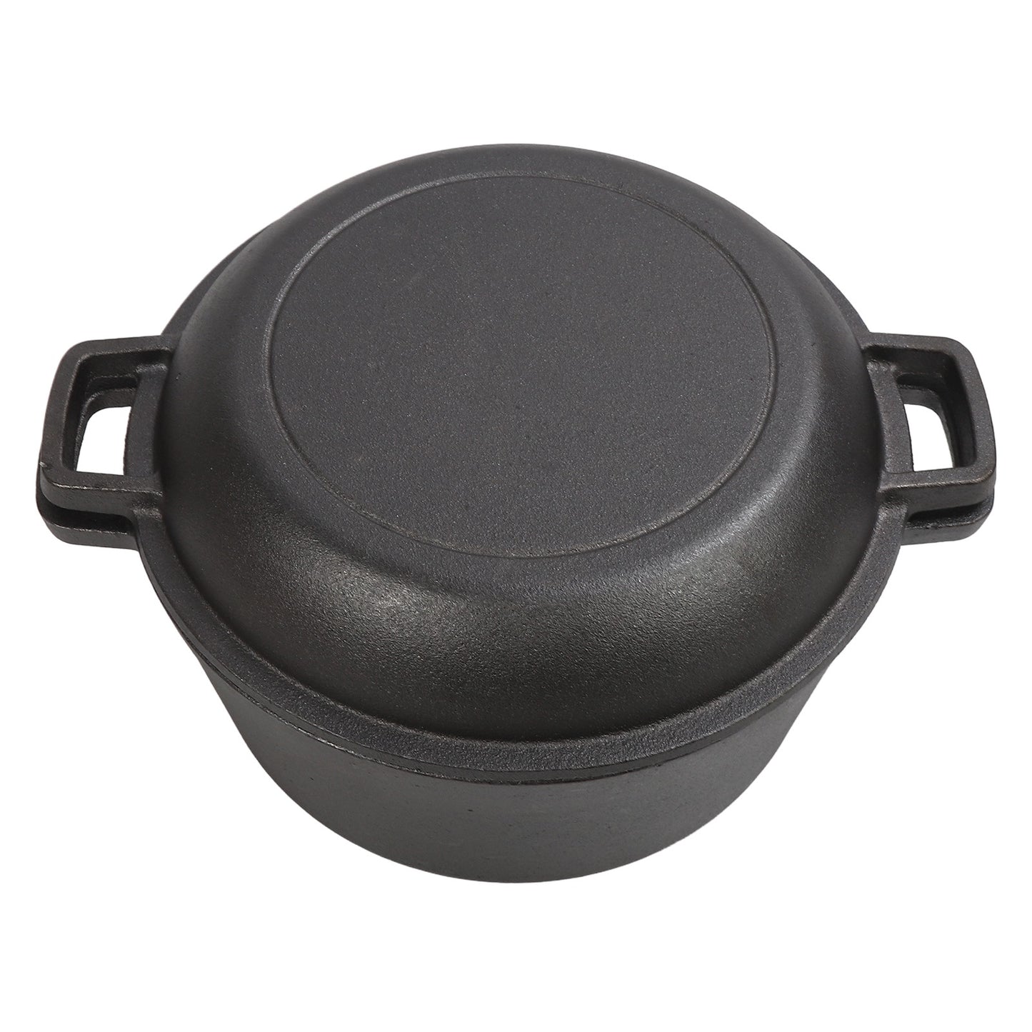 2 In1 Cast Iron 5 Quart Multi Cooker Pre-Seasoned Double Dutch Oven