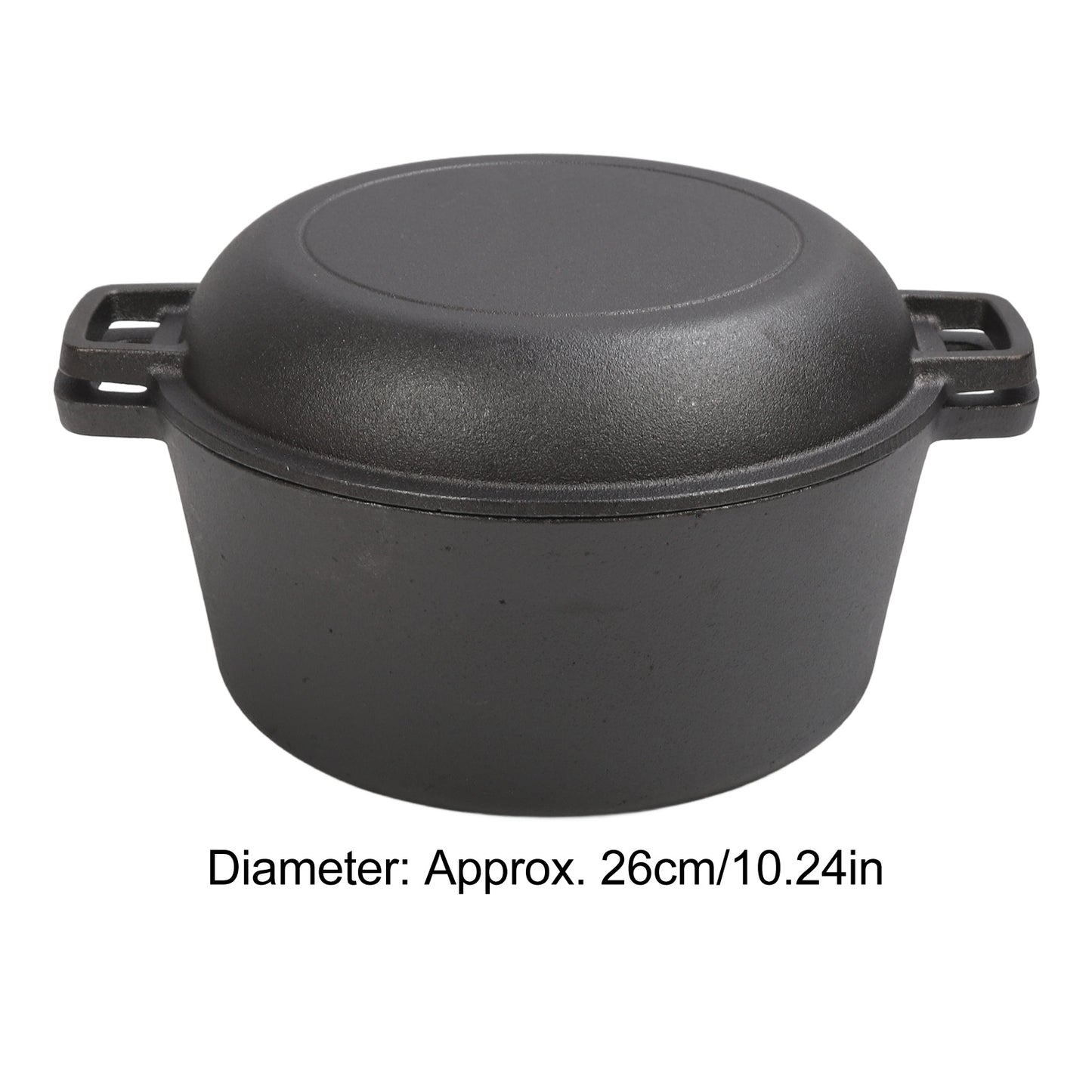 2 In1 Cast Iron 5 Quart Multi Cooker Pre-Seasoned Double Dutch Oven