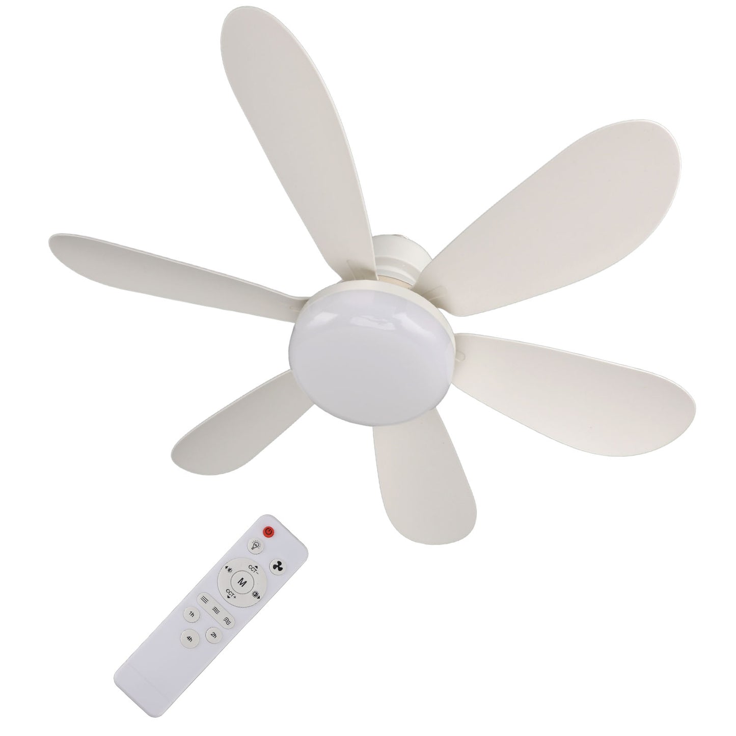 Socket Fan Light with Remote, 20.5in Small Ceiling Fan with 3-Speeds, Dimmable LED, E26/E27 Base, 6 Blades Light Socket Fan for Kitchen Bedroom