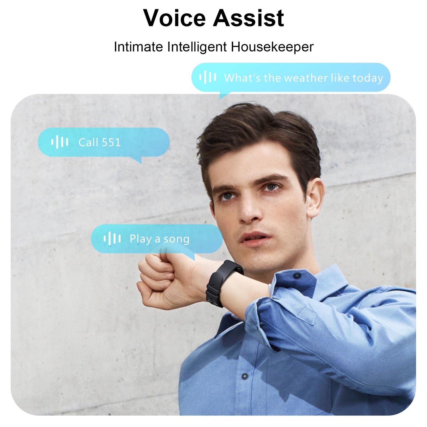 HD Smart Watch, Voice Control 300mah Fitness Tracker Smart Watch BT Calling Music Playing For Gift