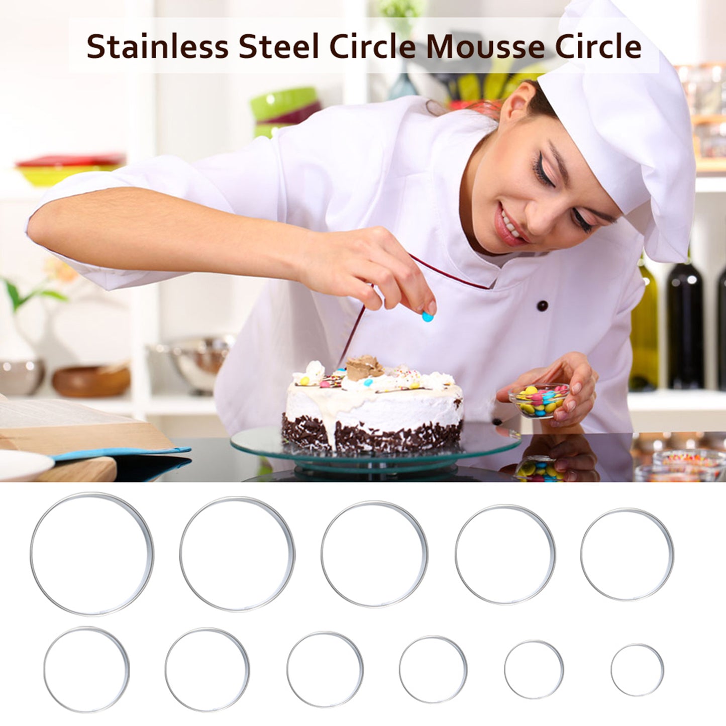 EOTVIA 12 Pcs Donut Hole Cookie Cutter Set for Baking, Graduated Doughnut Round Cookie Cutters, Metal Scone Circle Cookie Cutters for Frying, Biscuits Rings Molds for Cooking Cake(1-4.4 Inch)