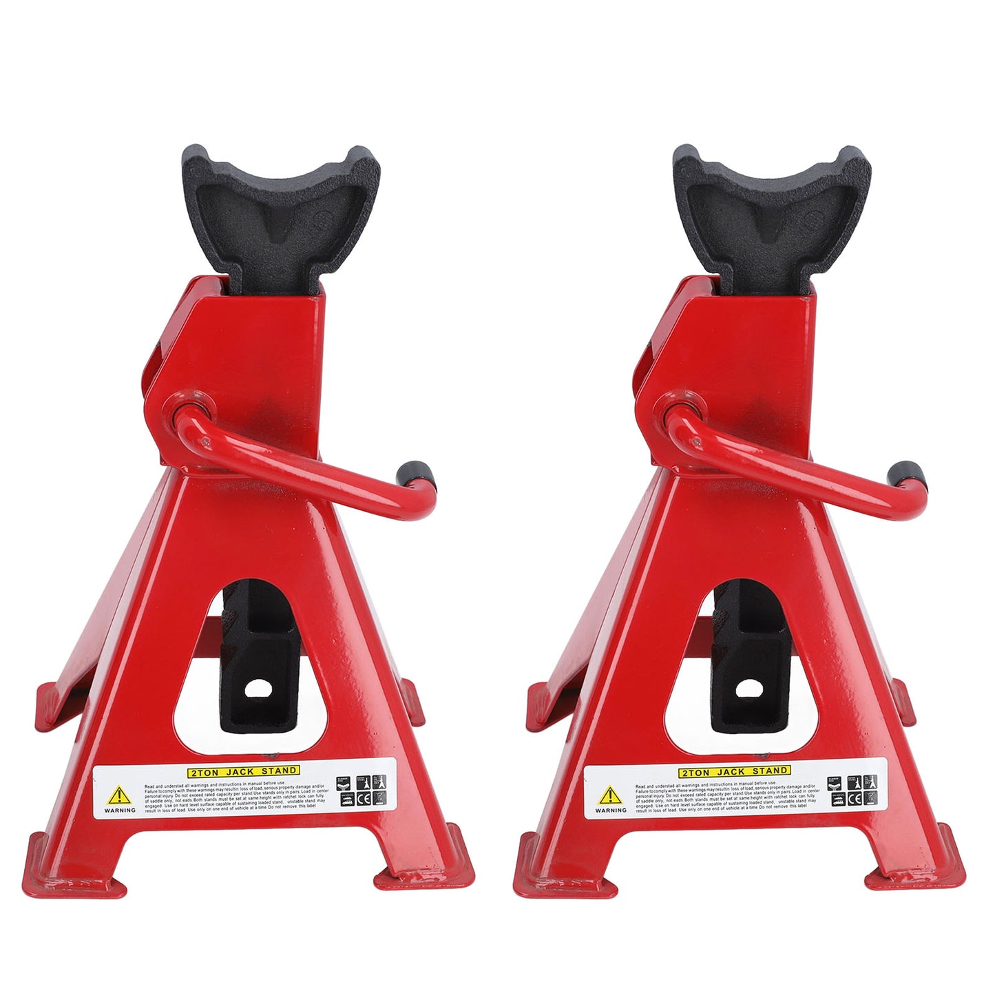 2-Ton Jack Stand 1 Pair Red, Anti Slip Car Lifting Stand 2T Adjustable Height 2 Set Carbon Steel For SUV