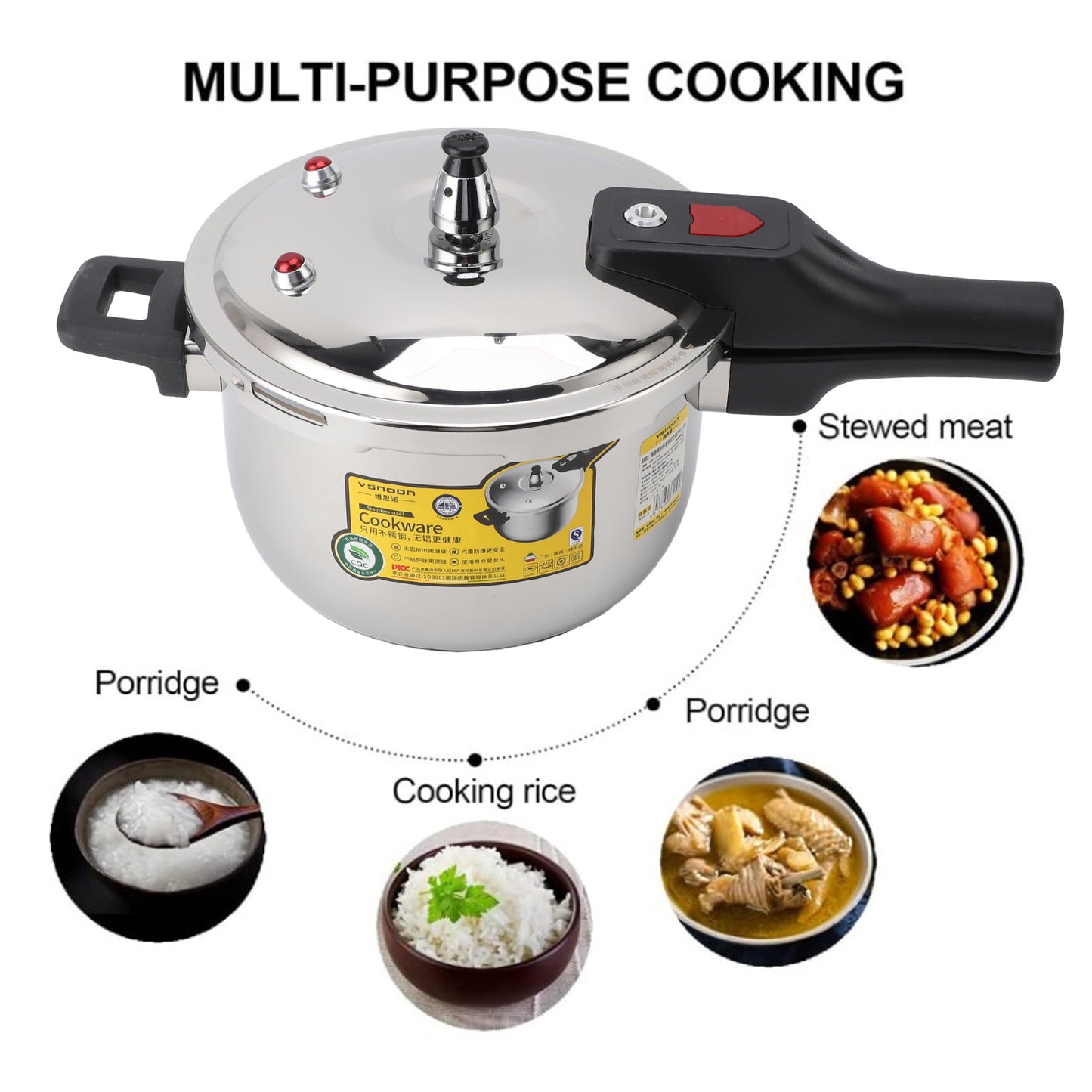 Stainless Steel Pressure Cooker, 4L Stainless Steel Pressure Cooker Cooking Various Foods For Induction Cooker