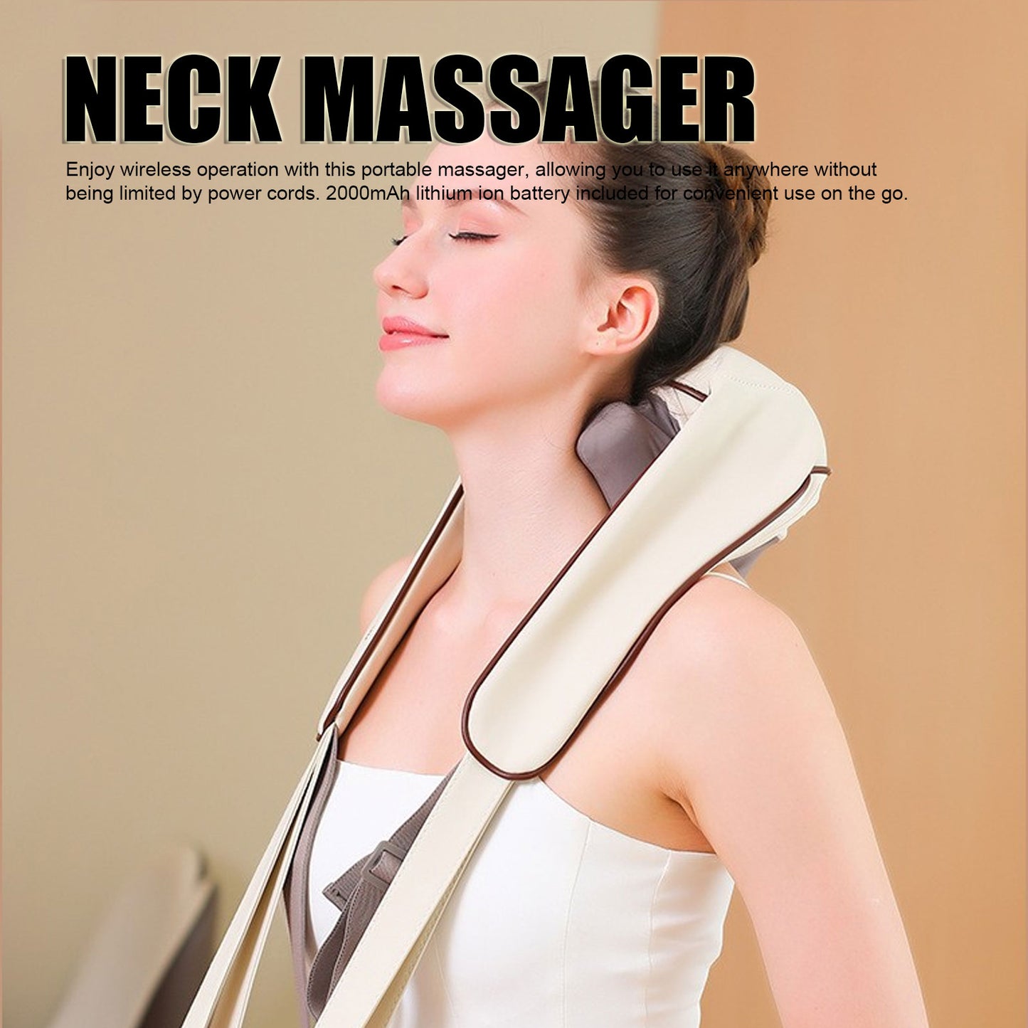 Neck Massager with Heat, Cordless Shiatsu Back Massager for Pain & Fatigue Relief, 3 Levels Deep Tissue Kneading Massage for Neck, Back, Shoulder, Foot and Legs, USB-Rechargeable, Gifts for Men Women