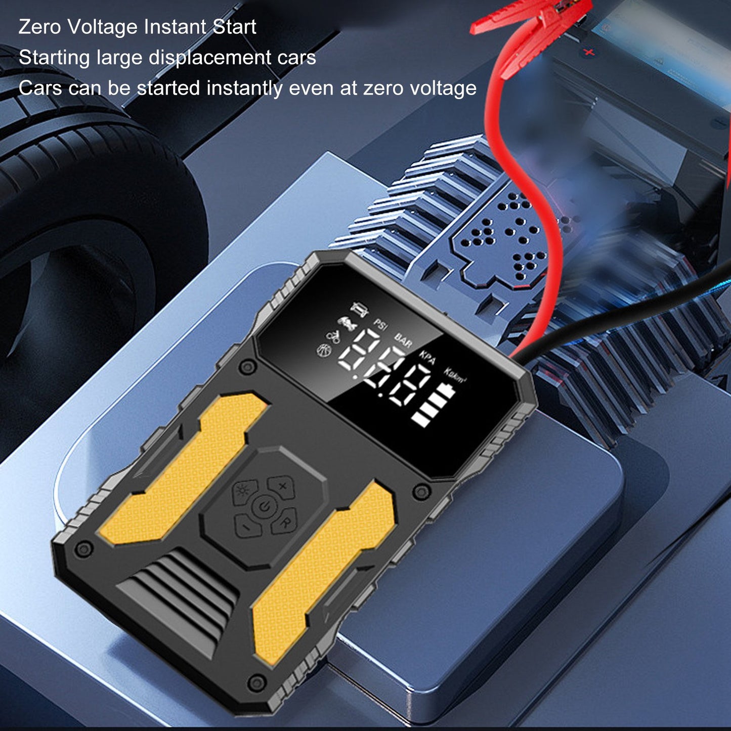 Car Jump Starter with Air Compressor, 3000A Peak Car Battery Jump Starter (for All Gas or up to 8.0L Diesel) with 150PSI Digital Tire Inflator, 12V Portable Battery Jump Box and LED Light ,USB Charge