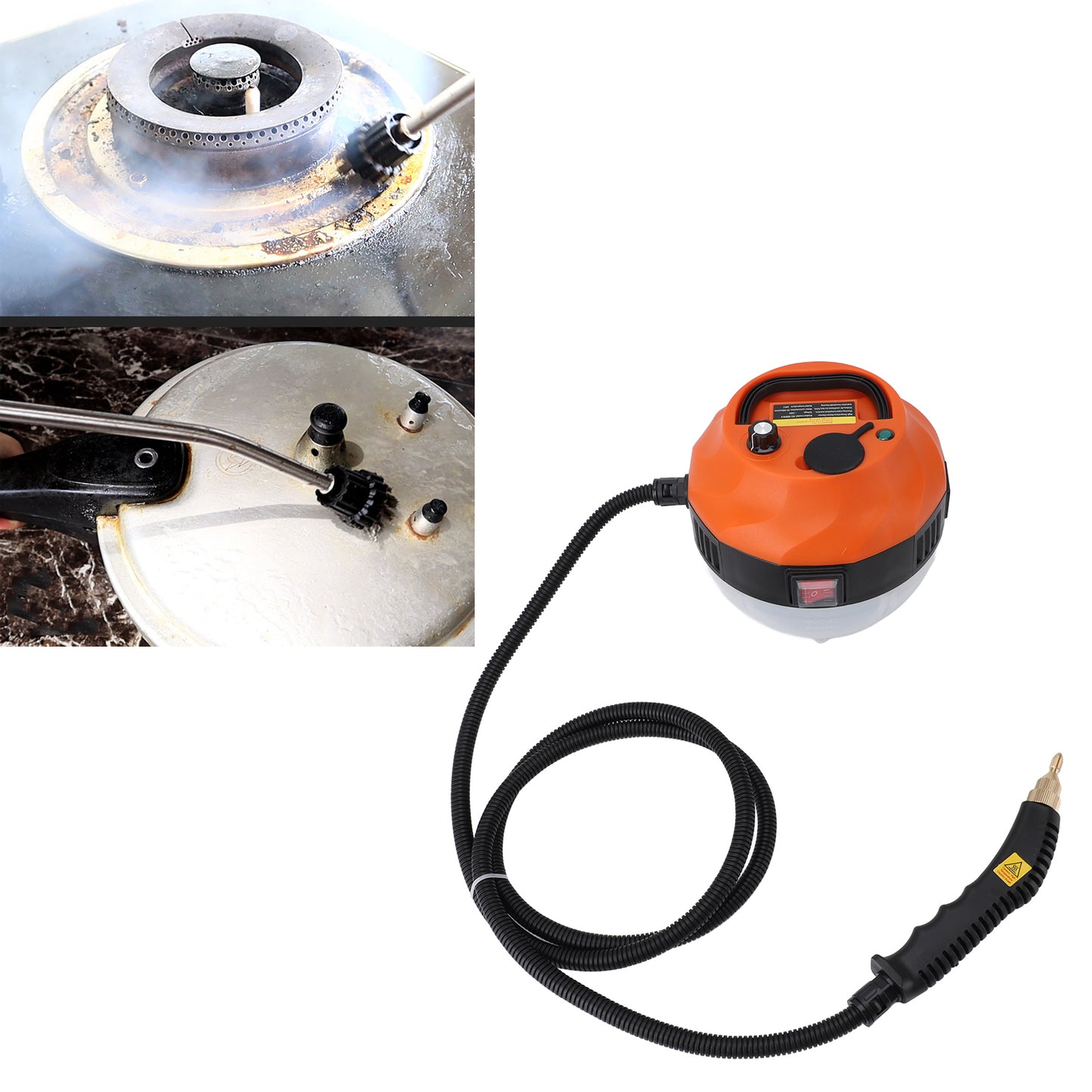 Portable Steam Cleaner 2500W High Temperature Pressurized Steam Cleaning Machine with Brush Heads for Kitchen Furniture Bathroom Car,Hard Floor Surface,Black+Orange