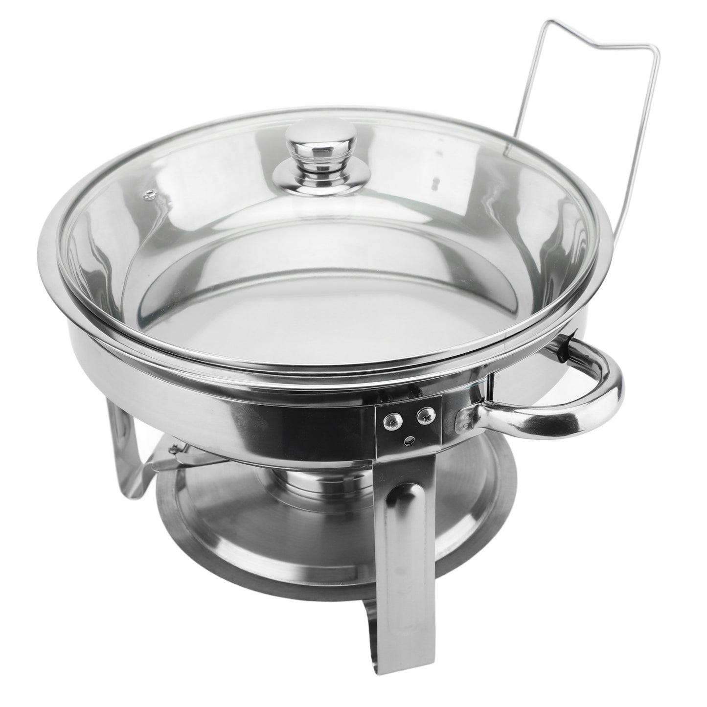 Chafing Dish Buffet Set, 2 Pack 5QT Stainless Steel Chafing Dishes For Buffet With Glass Lid & Lid Holder, Round Chafers And Buffet Warmers Sets For Parties, Events, Wedding, Camping