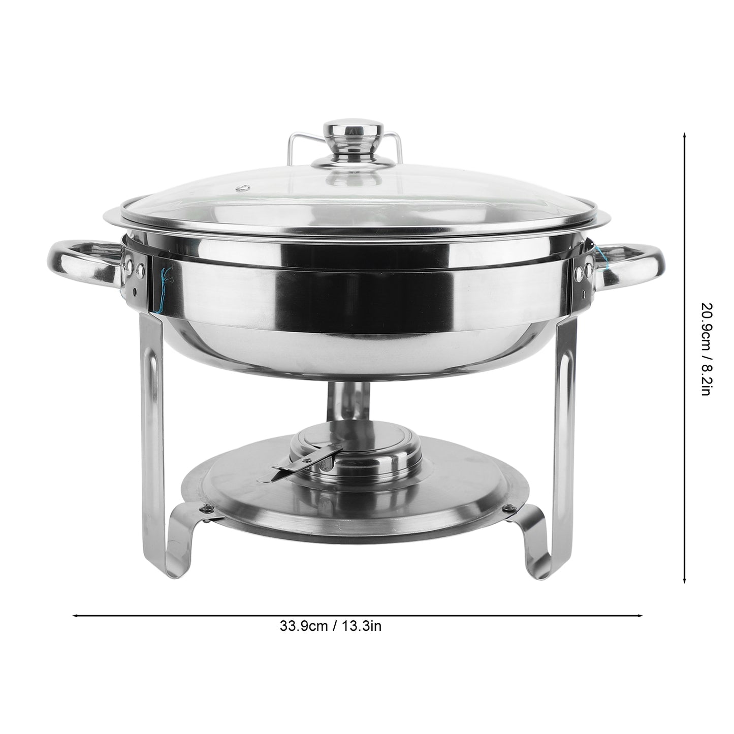 Chafing Dish Buffet Set, 5QT Stainless Steel Chafing Dishes For Buffet With Glass Lid & Lid Holder, Round Chafers And Buffet Warmers Sets For Parties, Events, Wedding, Camping,