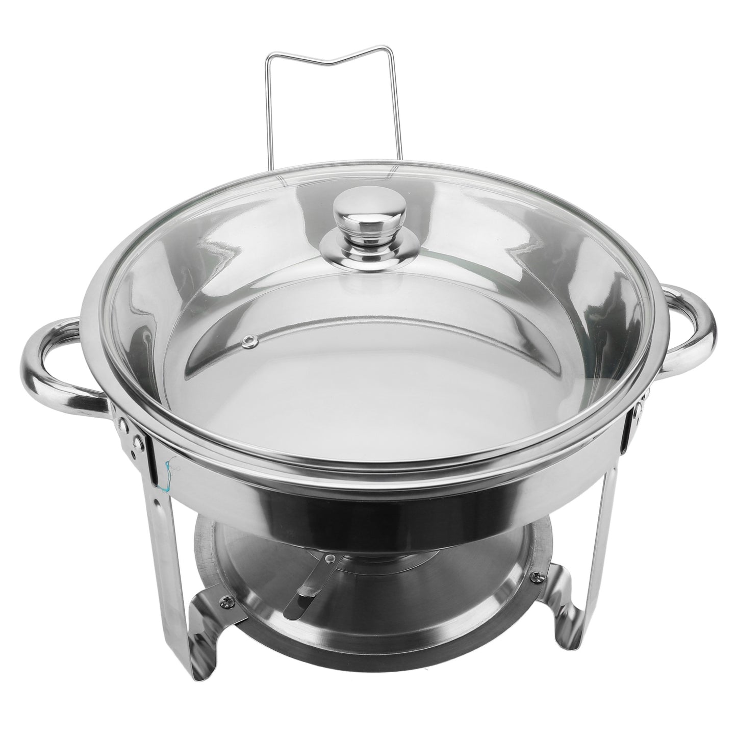 Chafing Dish Buffet Set, 5QT Stainless Steel Chafing Dishes For Buffet With Glass Lid & Lid Holder, Round Chafers And Buffet Warmers Sets For Parties, Events, Wedding, Camping,