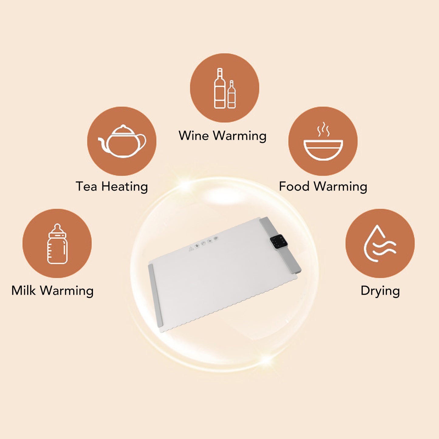 Electric Warming Tray Large Size 26"x 15.5" Rollable Food Warmer With Adjustable Temperature And Timer Control For Parties Buffets