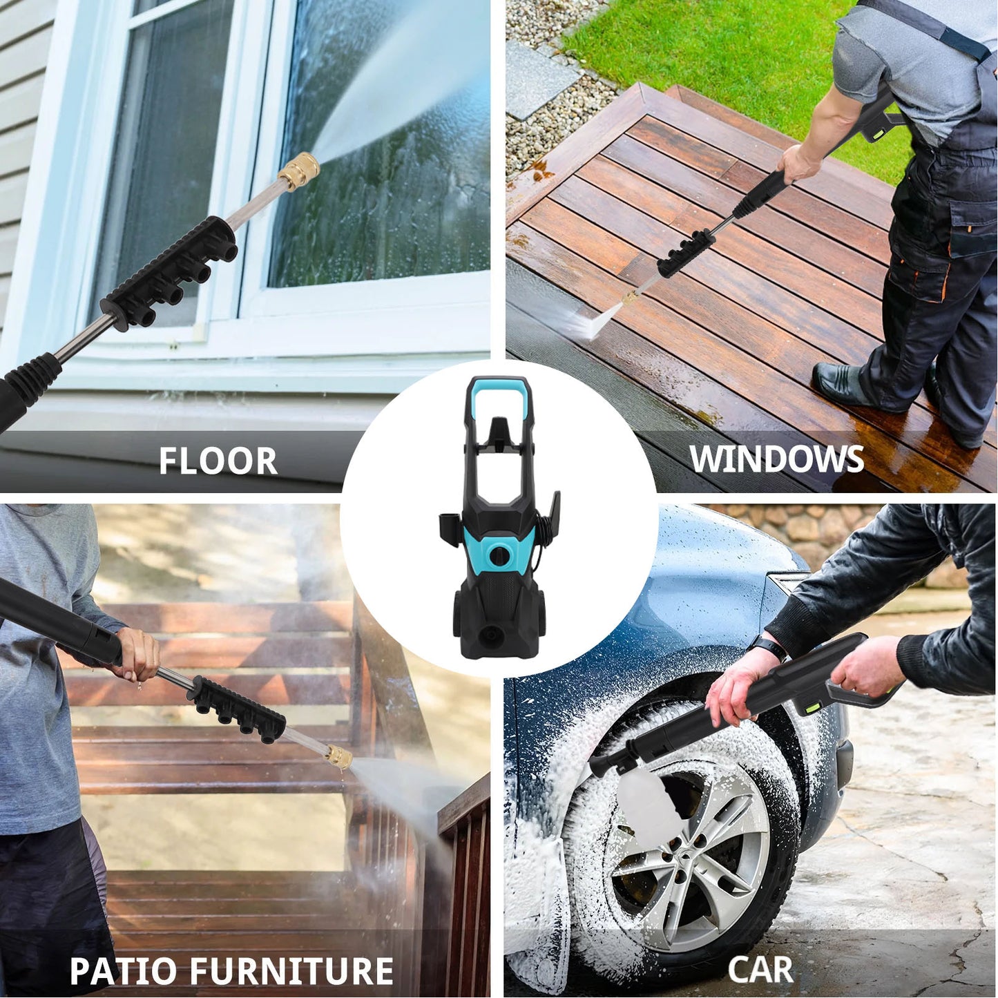 4000PSI Electric Pressure Washer 2.4 GPM Power Washer With 32 Ft Hose, 4 Nozzle, Foam Head Power Washer For Cars, Patios, Driveways, Pool Clean