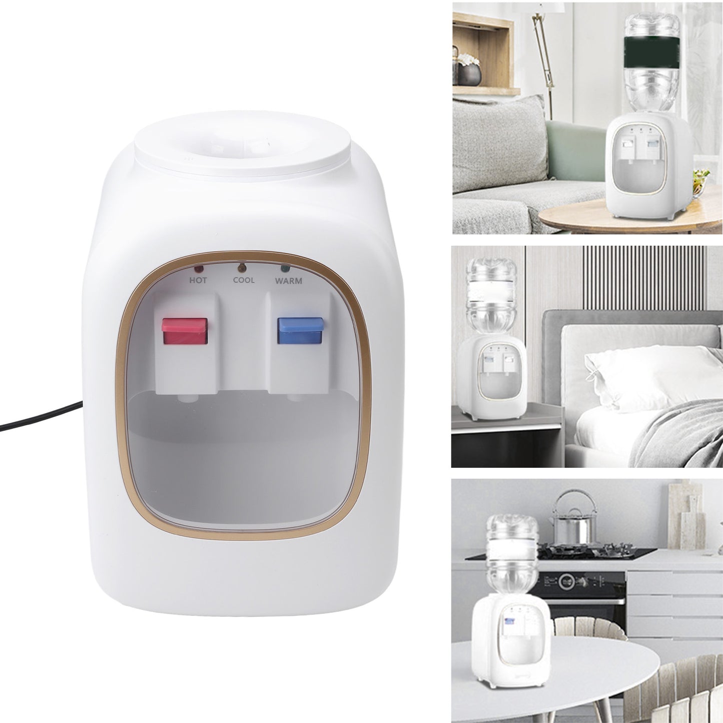 Top Loading Water Cooler Dispenser, Hot & Cold Water, 13.8'' Countertop Water Cooler Dispenser, Holds 3 or 5 Gallon