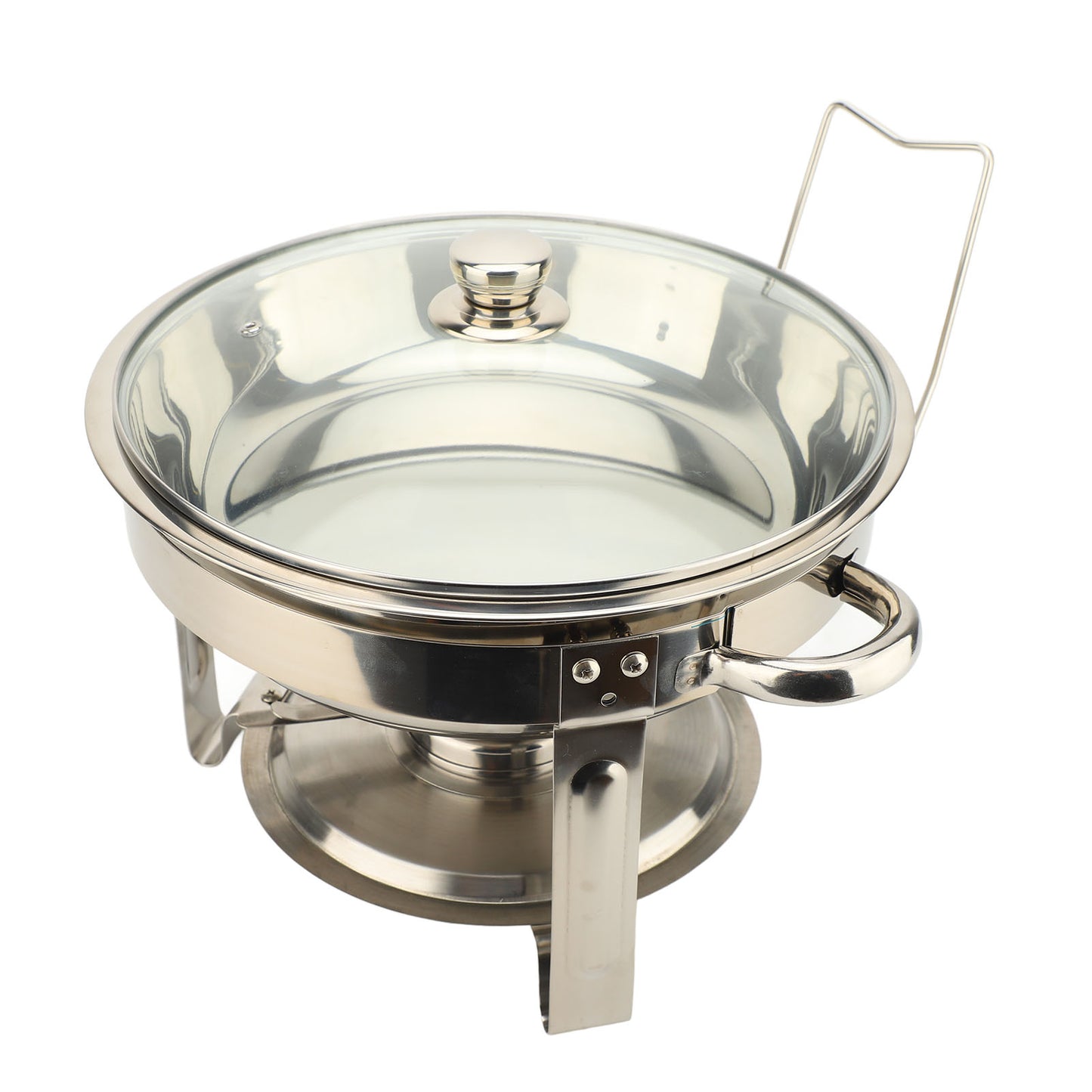 Chafing Dish Buffet Set, 4 Pack 5QT Stainless Steel Chafing Dishes For Buffet With Glass Lid & Lid Holder, Round Chafers And Buffet Warmers Sets For Parties, Events, Wedding, Camping
