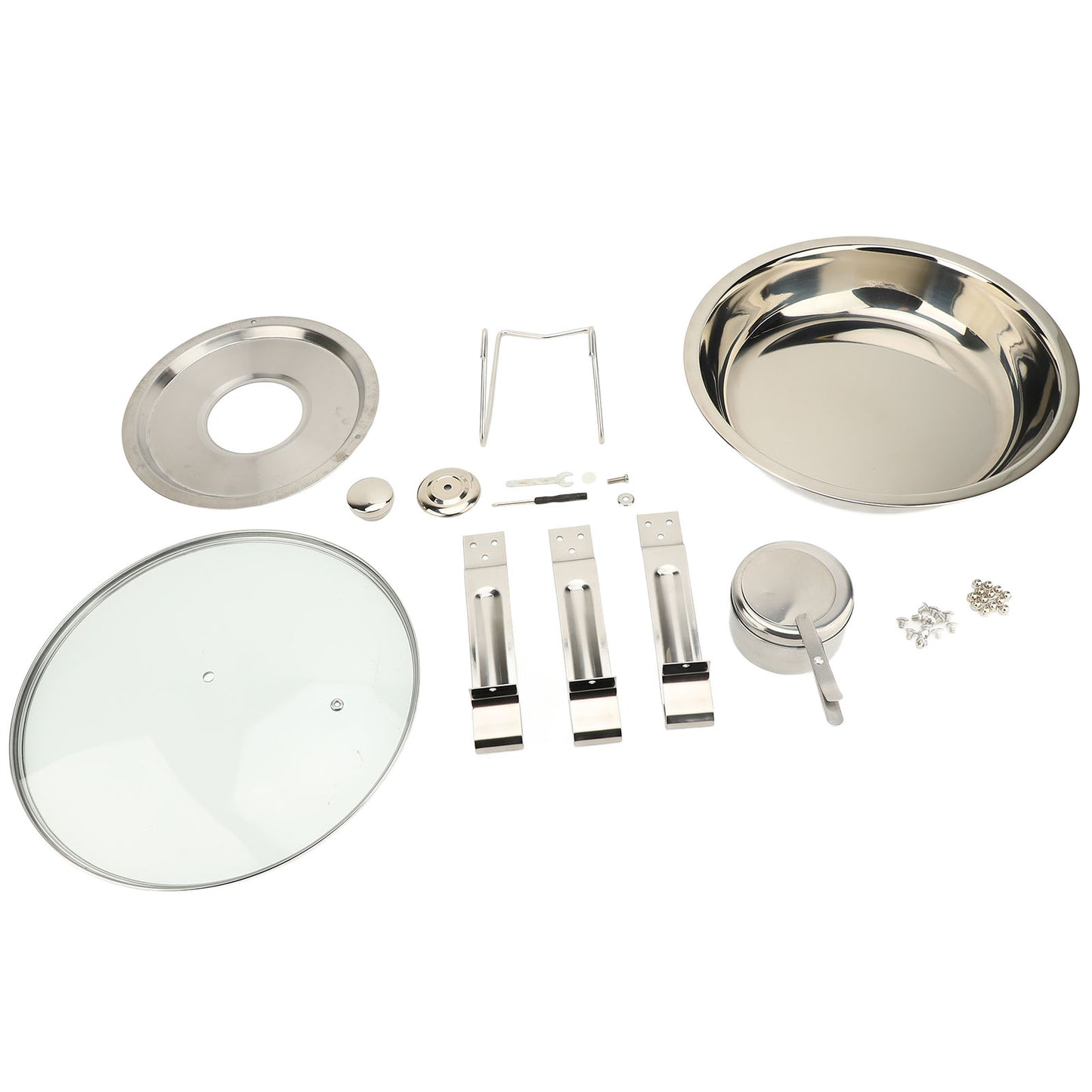 Chafing Dish Buffet Set, 4 Pack 5QT Stainless Steel Chafing Dishes For Buffet With Glass Lid & Lid Holder, Round Chafers And Buffet Warmers Sets For Parties, Events, Wedding, Camping
