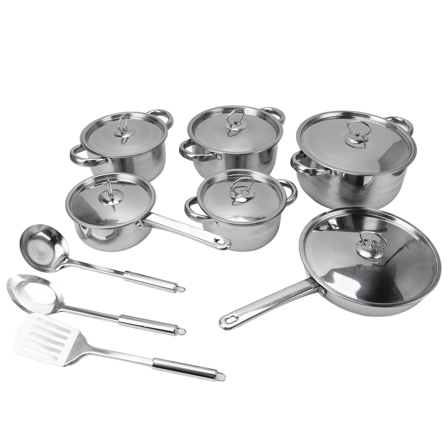 15 Piece Stainless Steel Cookware Set, Stainless Steel Pots And Pans Set With Lids, Dishwasher Safe, Silver