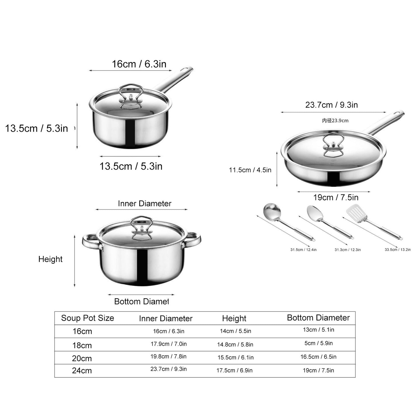 15 Piece Stainless Steel Cookware Set, Stainless Steel Pots And Pans Set With Lids, Dishwasher Safe, Silver