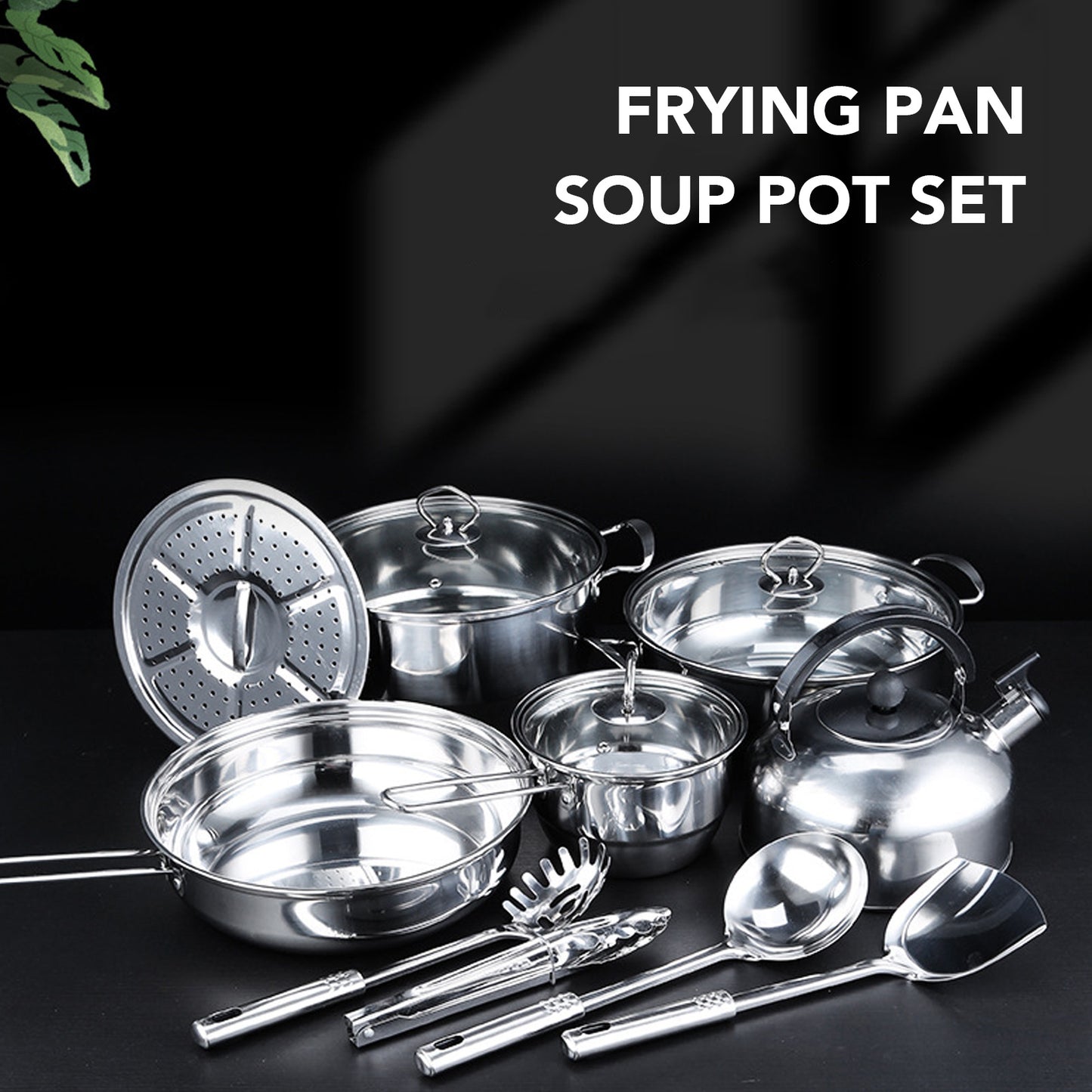 Cookware Set Stainless Steel Rustproof Stick Proof Thickened Pots Pans Set
